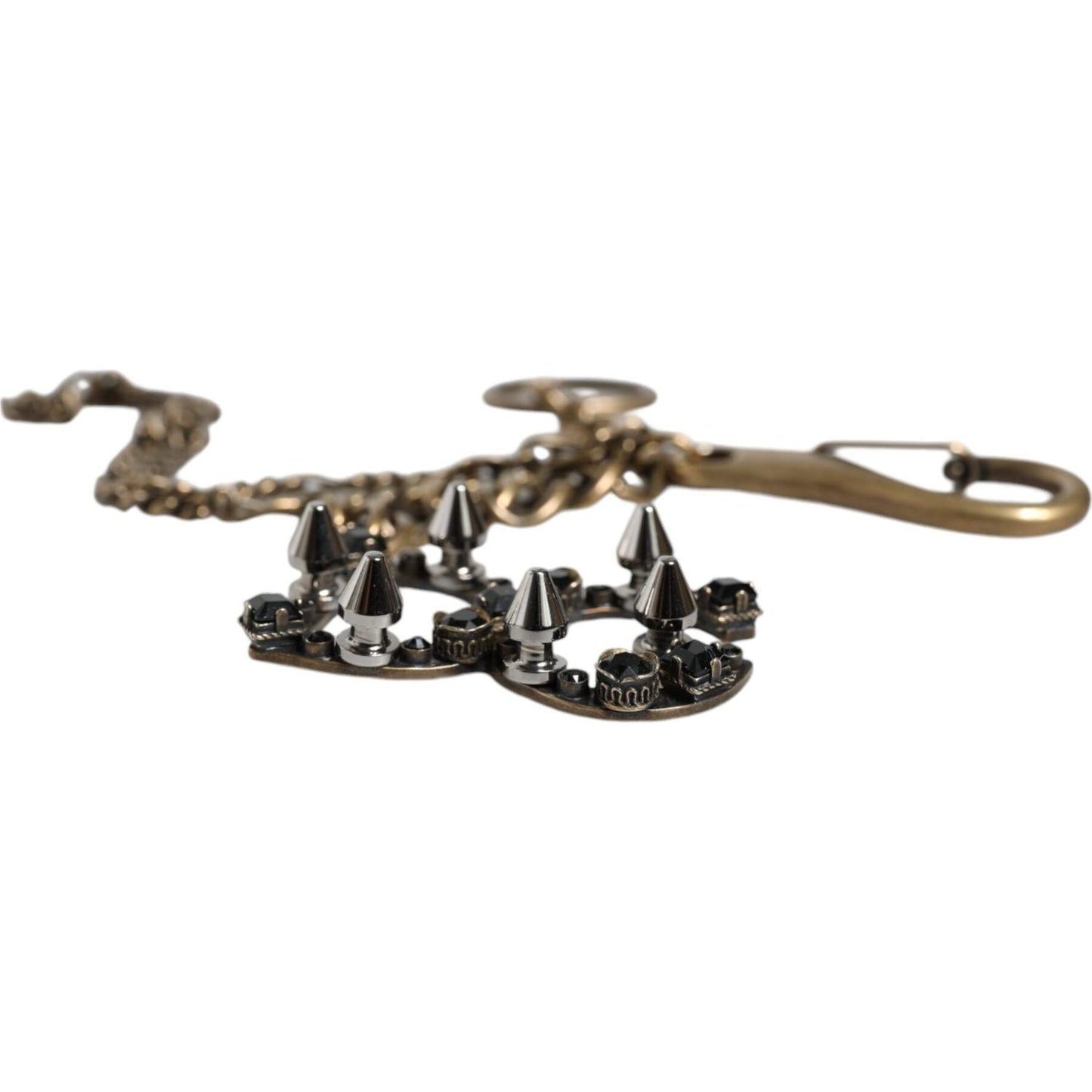 Dolce & Gabbana Silver Tone Metal DG Logo Crystal Keychain Keyring Dolce & Gabbana Dim Gray