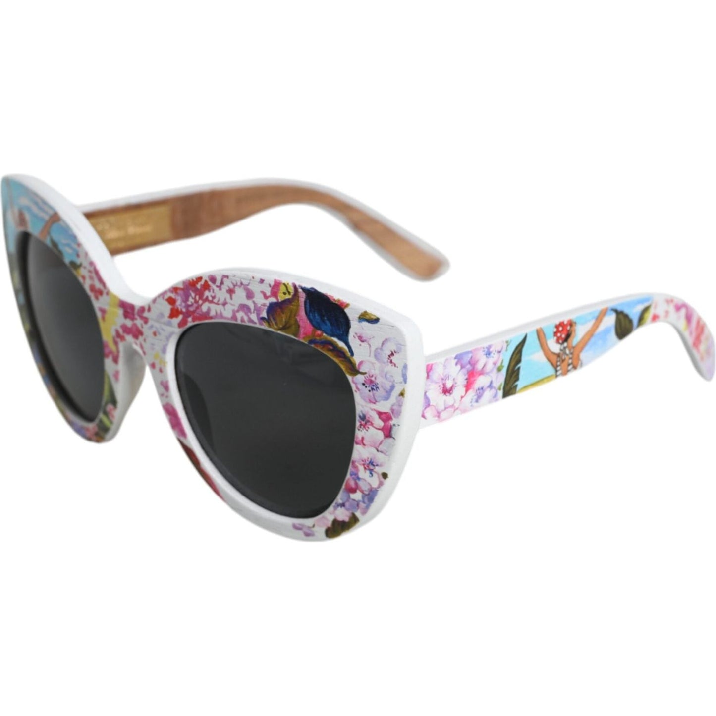 Dolce & Gabbana Multicolor Wood Crystal Brass Frame Floral Hand Paint Sunglasses Dolce & Gabbana Dark Slate Gray