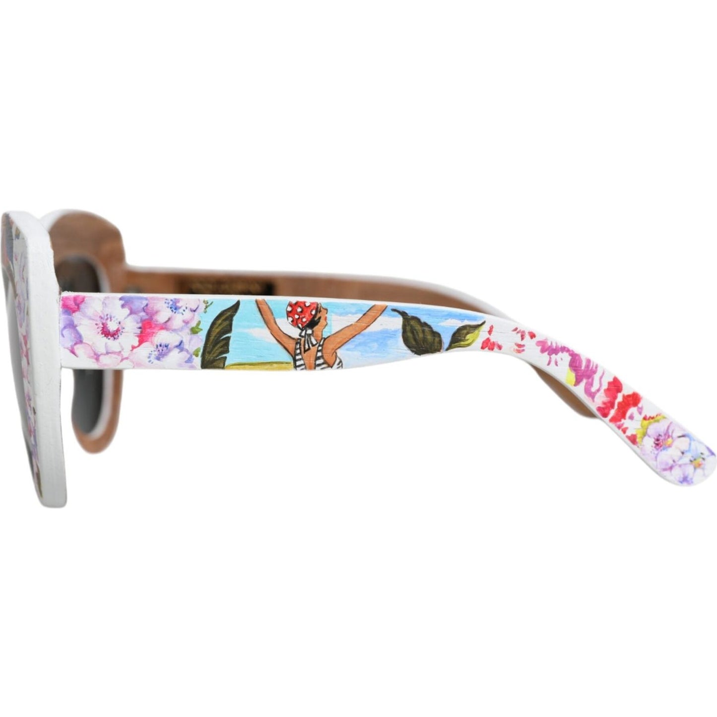 Dolce & Gabbana Multicolor Wood Crystal Brass Frame Floral Hand Paint Sunglasses Dolce & Gabbana Light Gray
