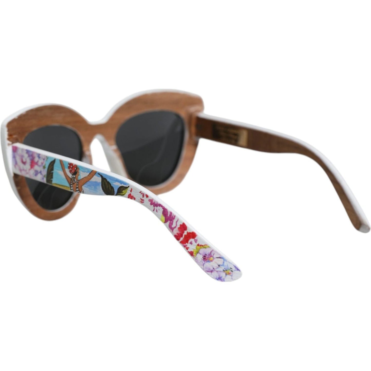 Dolce & Gabbana Multicolor Wood Crystal Brass Frame Floral Hand Paint Sunglasses Dolce & Gabbana Dark Olive Green