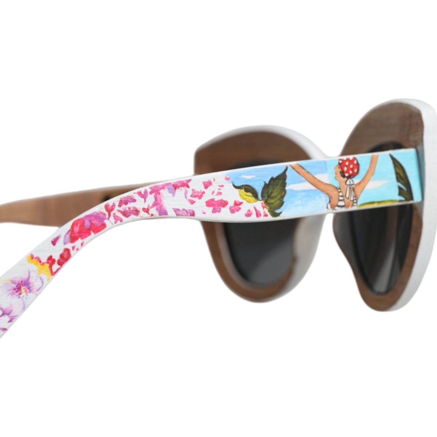 Dolce & Gabbana Multicolor Wood Crystal Brass Frame Floral Hand Paint Sunglasses Dolce & Gabbana Light Gray
