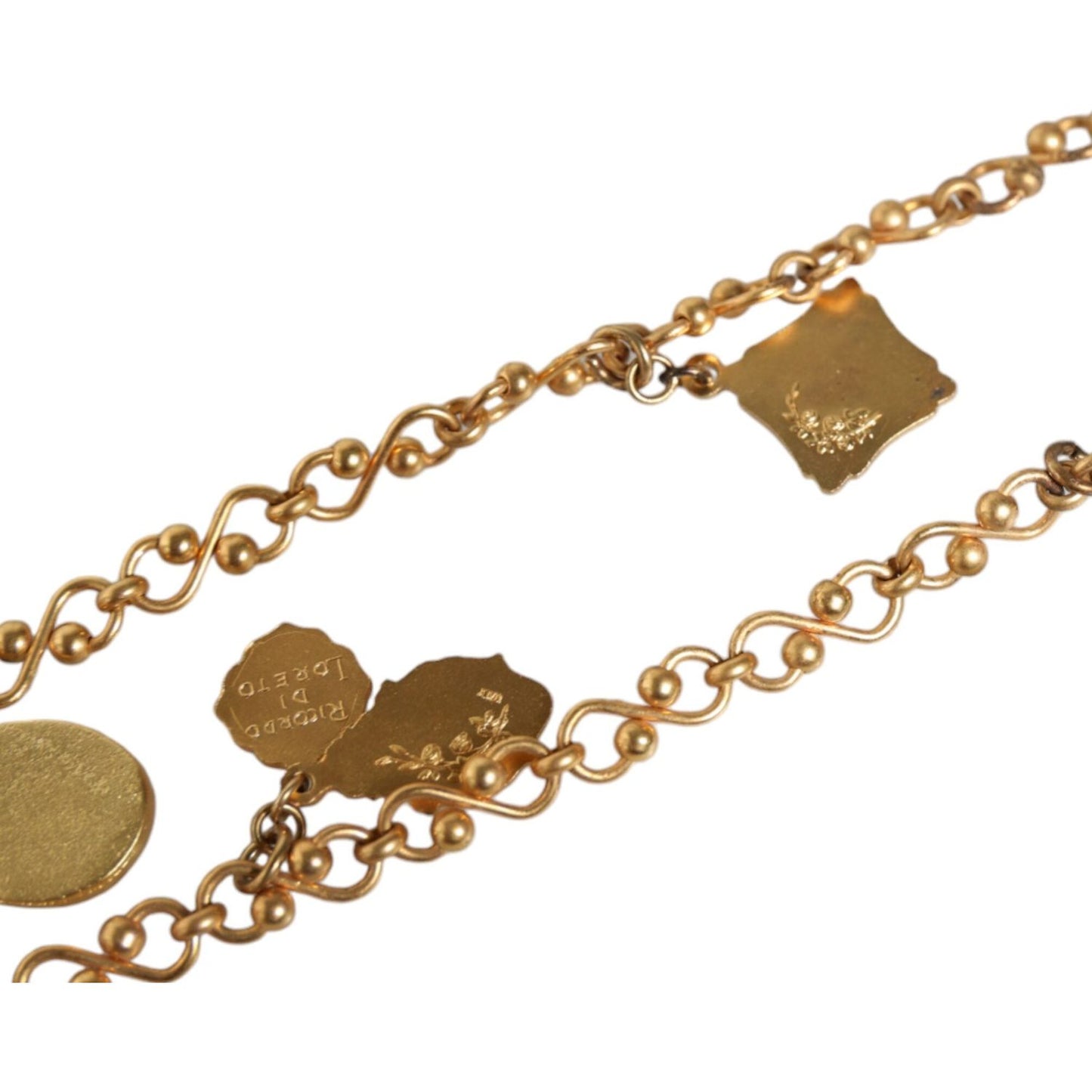 Dolce & Gabbana Gold Tone Brass Chain Religious Cross Pendant Necklace Necklace Dolce & Gabbana Sienna