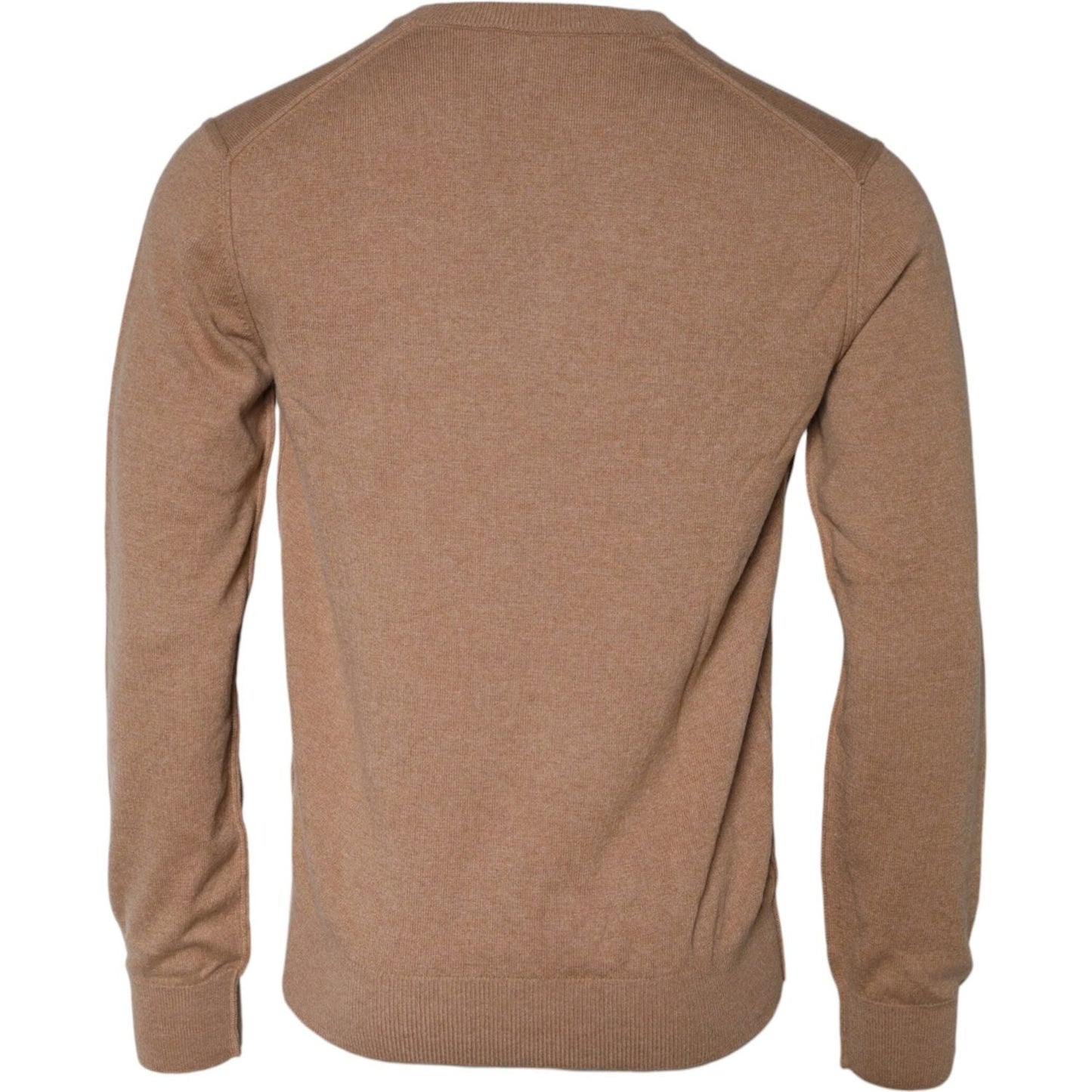 Dolce & Gabbana Brown Cashmere Knit V-neck Pullover Sweater Dolce & Gabbana Dim Gray