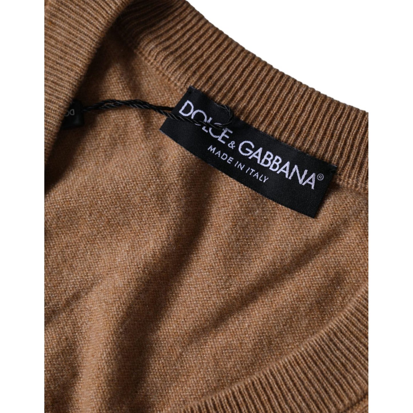 Dolce & Gabbana Brown Cashmere Knit V-neck Pullover Sweater Dolce & Gabbana Dark Olive Green