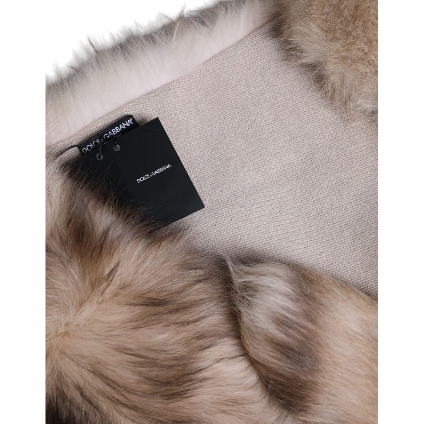 Dolce & Gabbana Brown Frost Fox Fur Neck Warmer Winter Scarf Dolce & Gabbana Rosy Brown