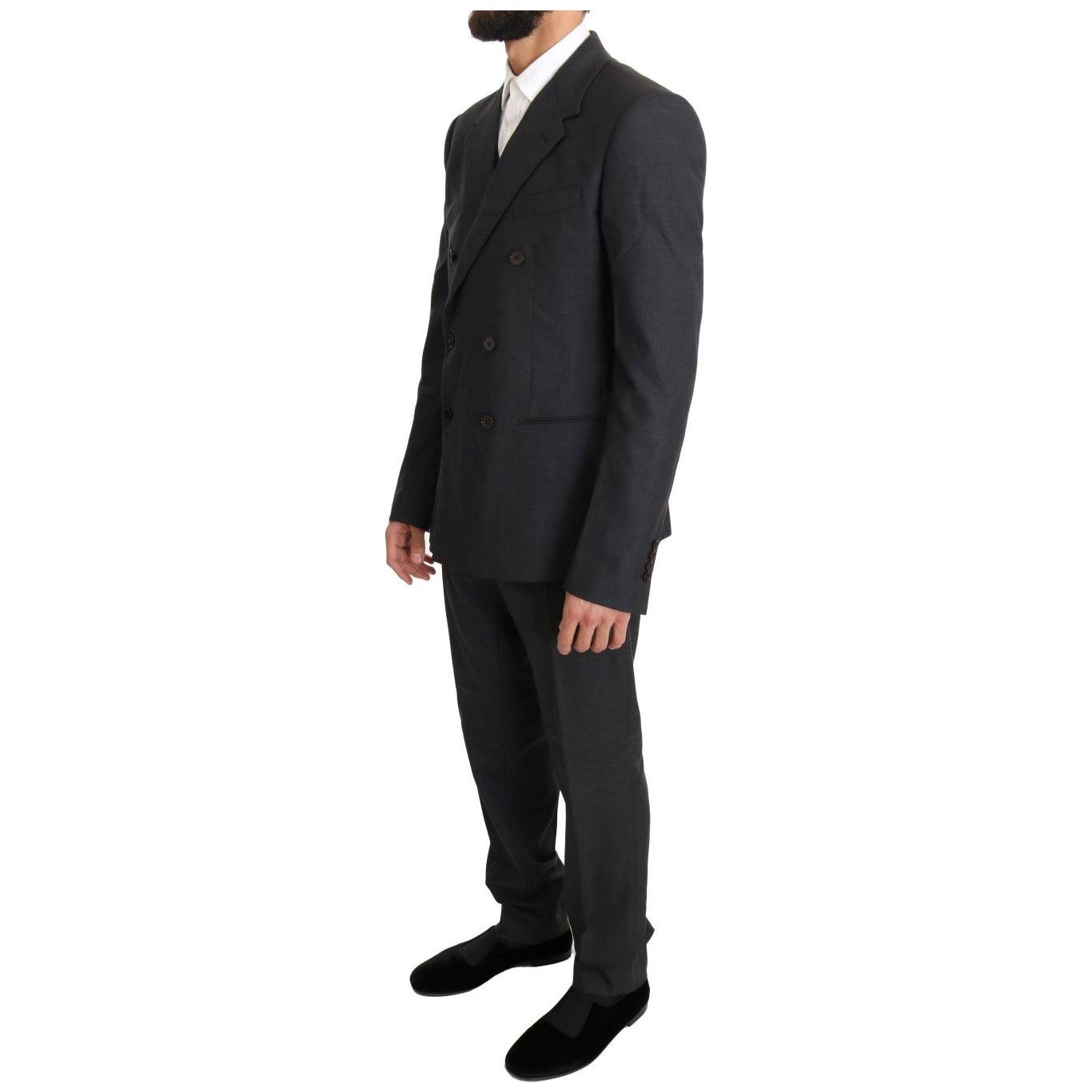 Dolce & Gabbana Elegant Gray Double Breasted Wool Silk Suit Dolce & Gabbana Dark Slate Gray