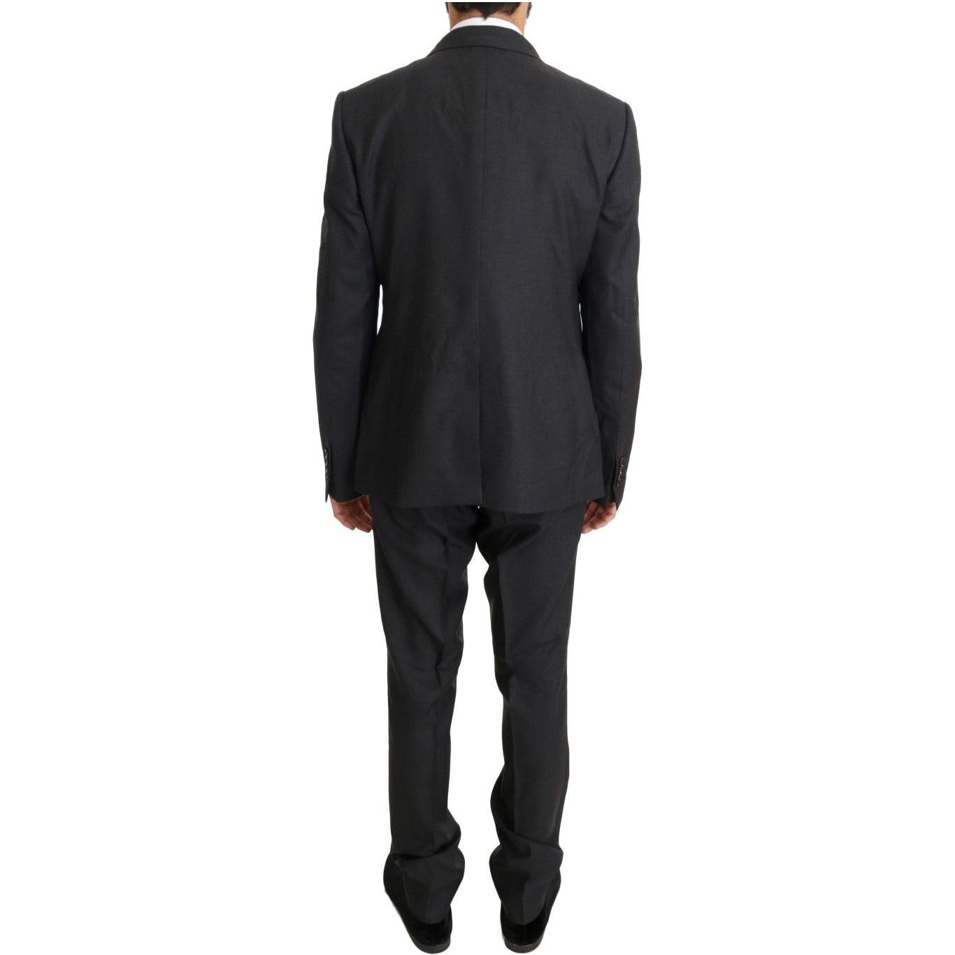 Dolce & Gabbana Elegant Gray Double Breasted Wool Silk Suit Dolce & Gabbana Dark Slate Gray