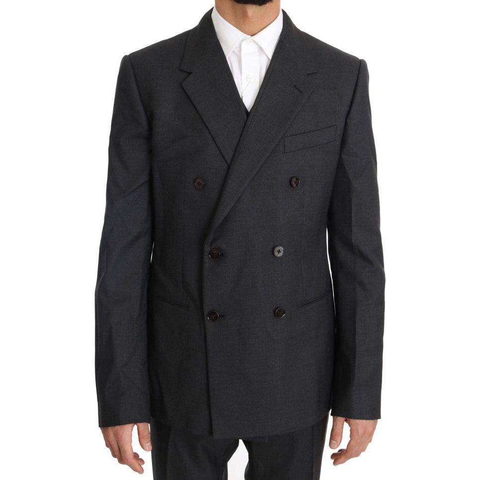 Dolce & Gabbana Elegant Gray Double Breasted Wool Silk Suit Dolce & Gabbana Dark Slate Gray