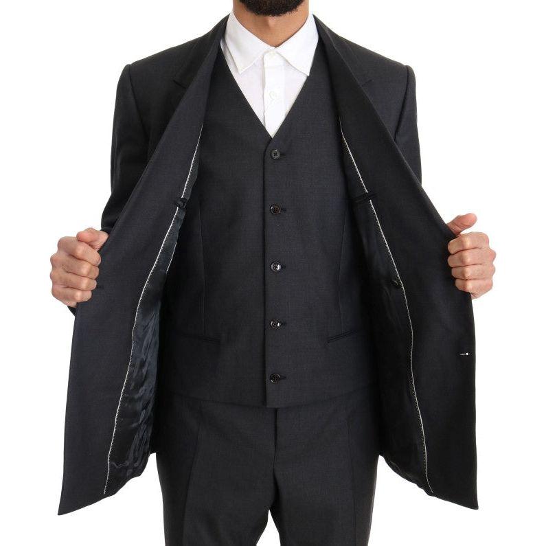 Dolce & Gabbana Elegant Gray Double Breasted Wool Silk Suit Dolce & Gabbana Dark Slate Gray