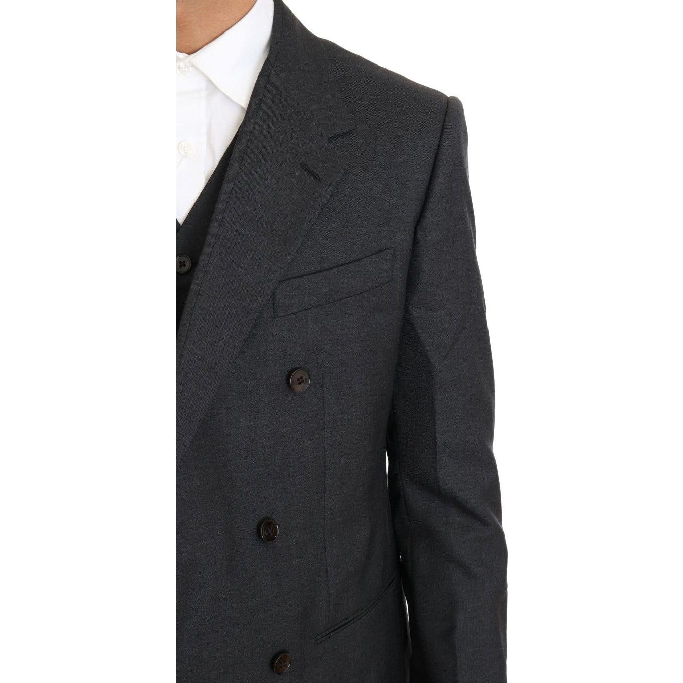 Dolce & Gabbana Elegant Gray Double Breasted Wool Silk Suit Dolce & Gabbana Dark Slate Gray