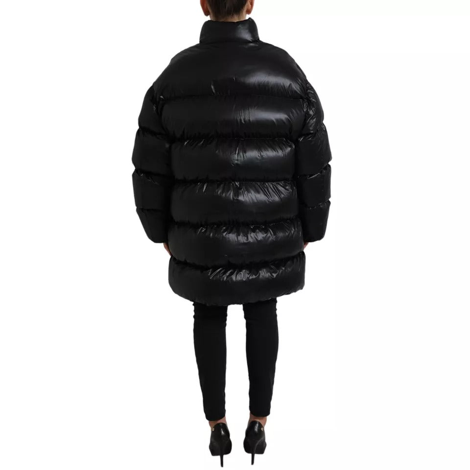 Dolce & Gabbana Black Puffer Quilted Full Zip Coat Jacket Dolce & Gabbana Black