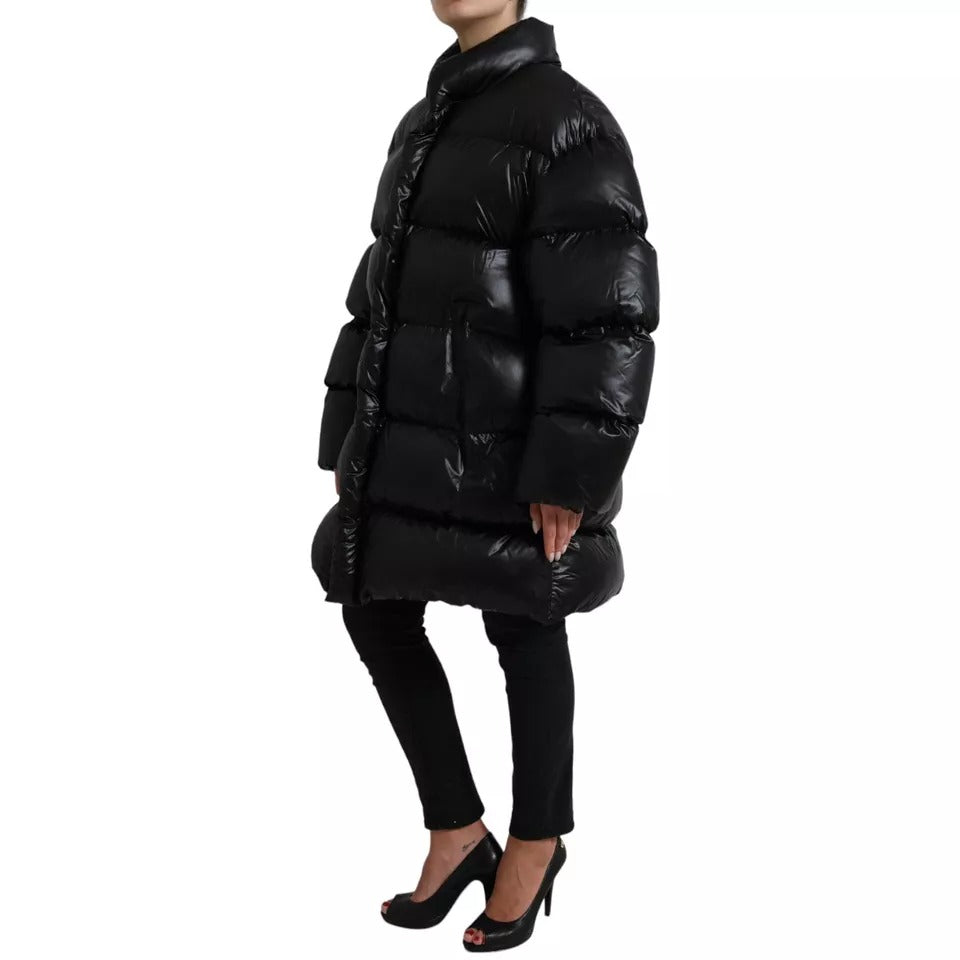 Dolce & Gabbana Black Puffer Quilted Full Zip Coat Jacket Dolce & Gabbana Black