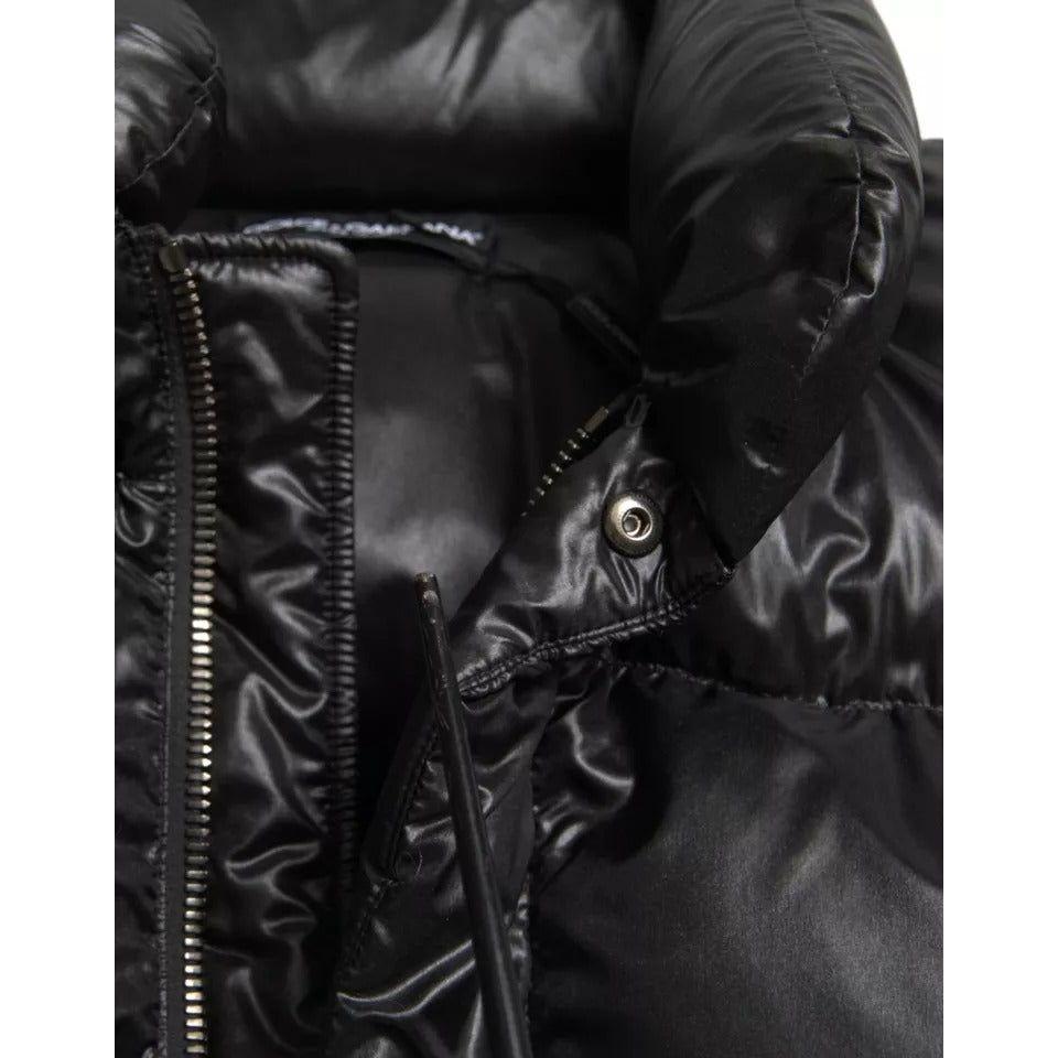 Dolce & Gabbana Black Puffer Quilted Full Zip Coat Jacket Dolce & Gabbana Black