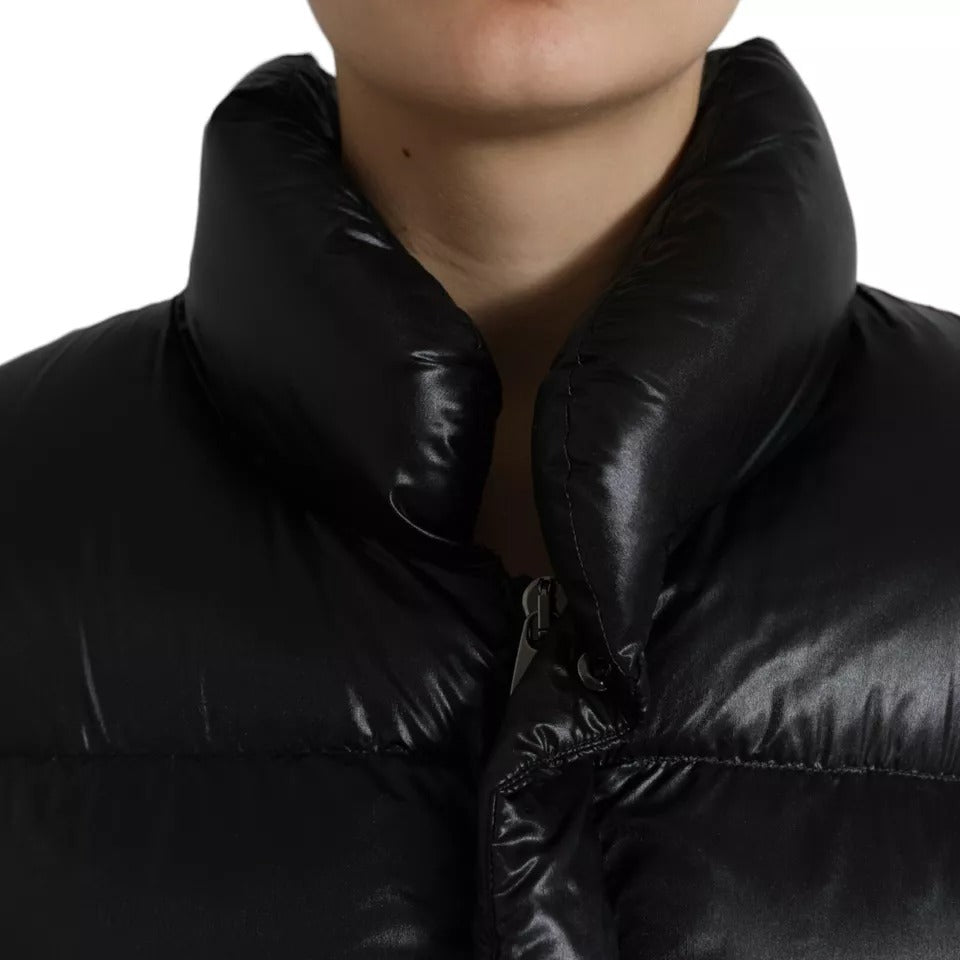 Dolce & Gabbana Black Puffer Quilted Full Zip Coat Jacket Dolce & Gabbana Black