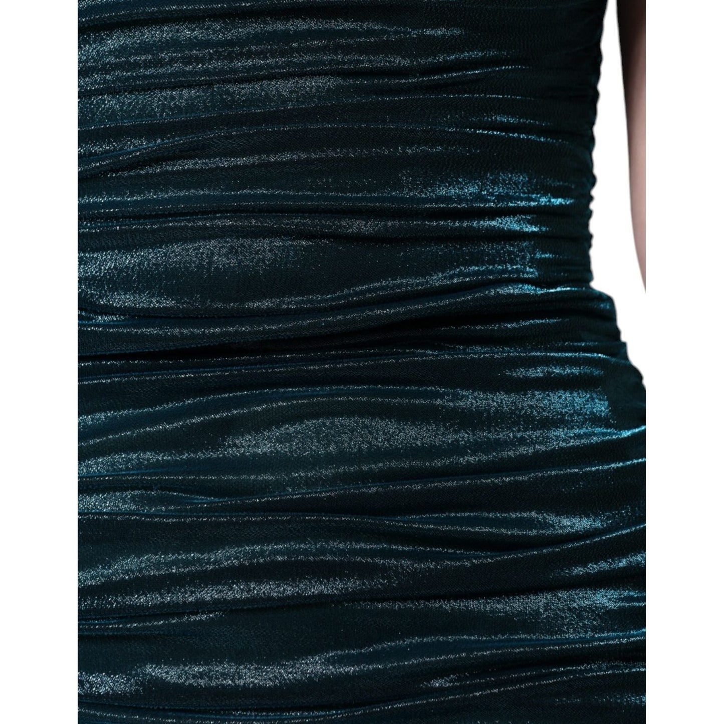 Dolce & Gabbana Green Silk Blend Satin Fitted Strapless Dress Dolce & Gabbana Black