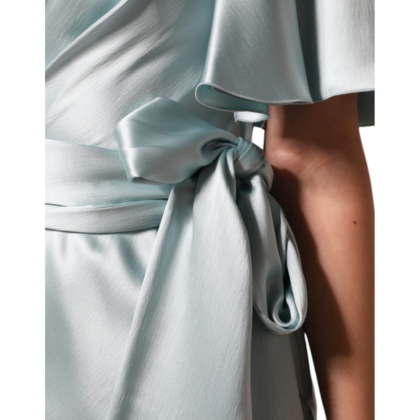 Dolce & Gabbana Mint Green Silk Fit Cut One Shoulder Dress Dolce & Gabbana Gray