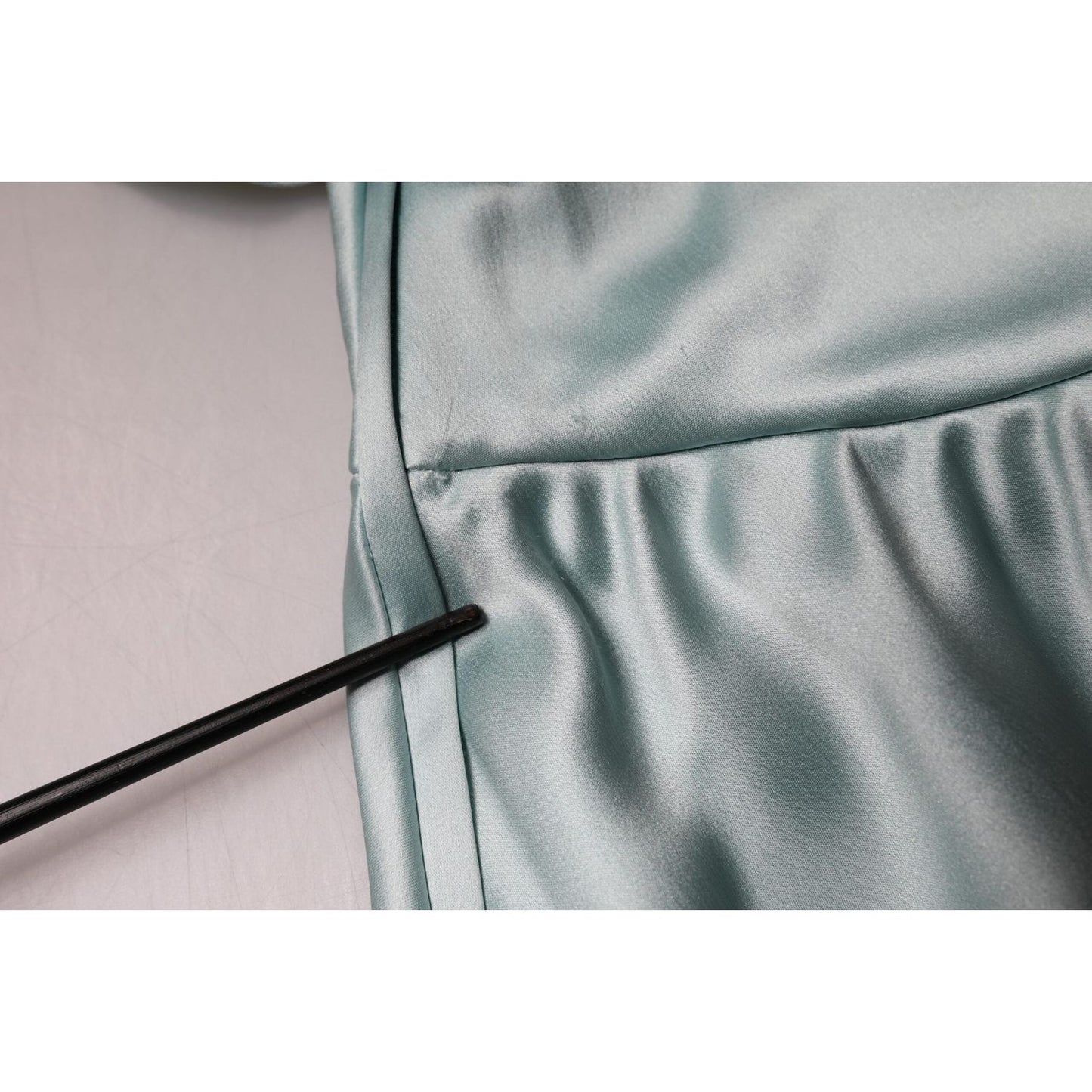 Dolce & Gabbana Mint Green Silk Fit Cut One Shoulder Dress Dolce & Gabbana Dark Gray