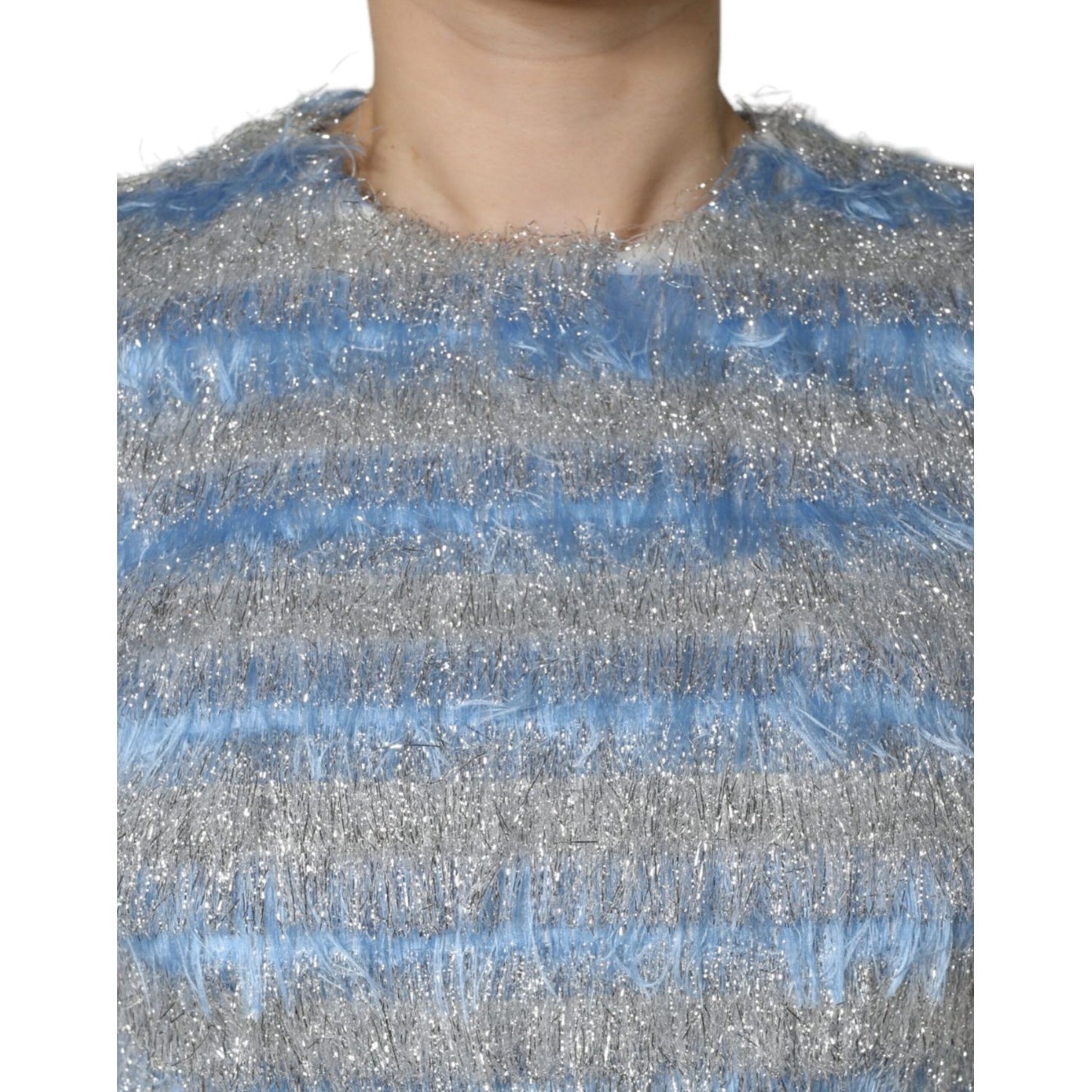 Dolce & Gabbana Light Blue Silver Jacquard A-line Midi Dress Dolce & Gabbana Light Slate Gray