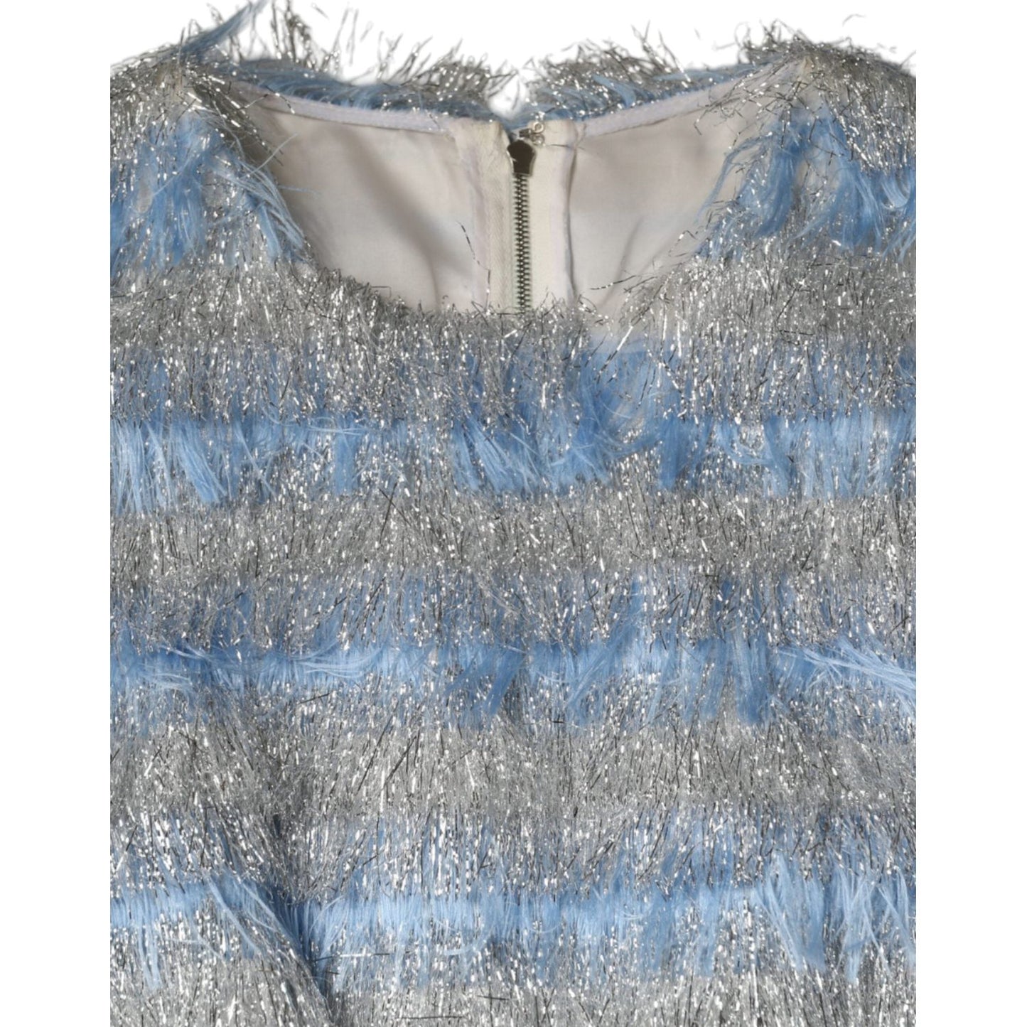 Dolce & Gabbana Light Blue Silver Jacquard A-line Midi Dress Dolce & Gabbana Light Slate Gray