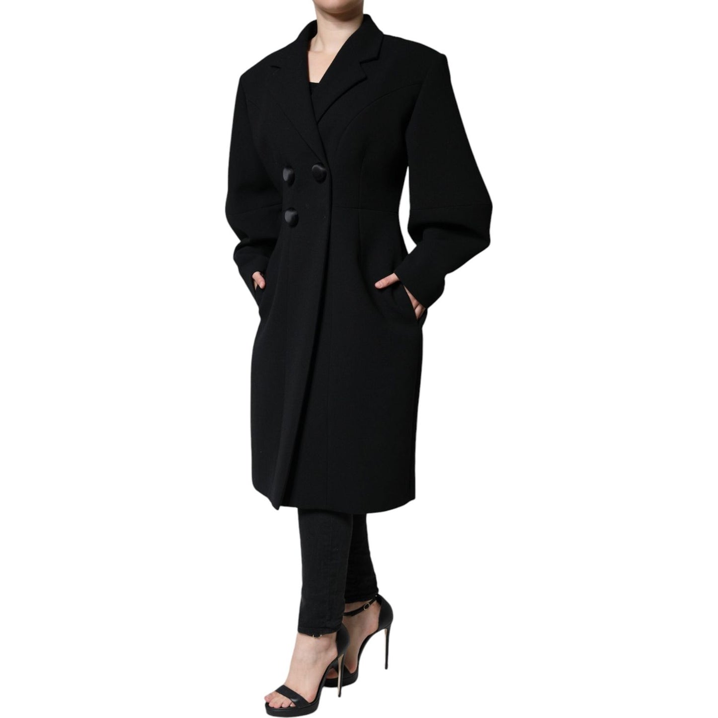 Dolce & Gabbana Black Double Breasted Trench Coat Jacket Dolce & Gabbana Black