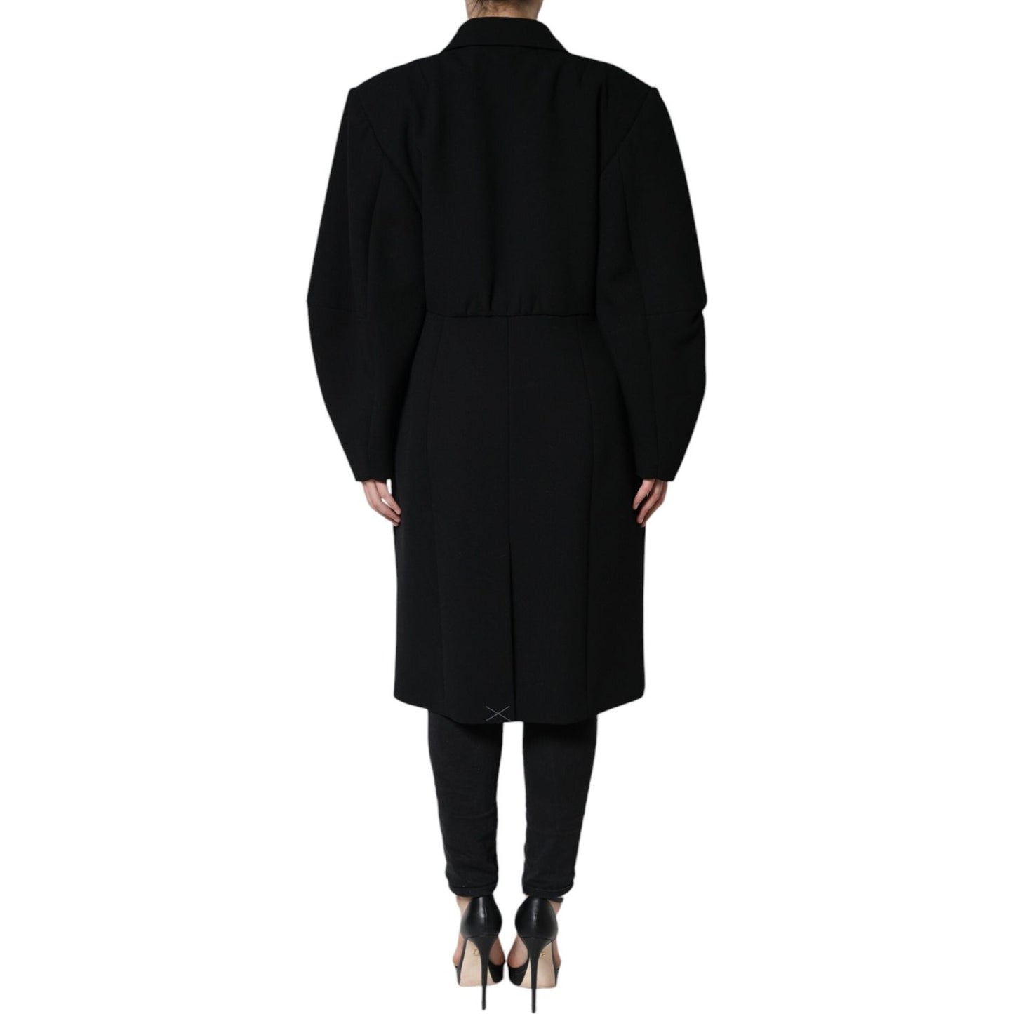 Dolce & Gabbana Black Double Breasted Trench Coat Jacket Dolce & Gabbana Black