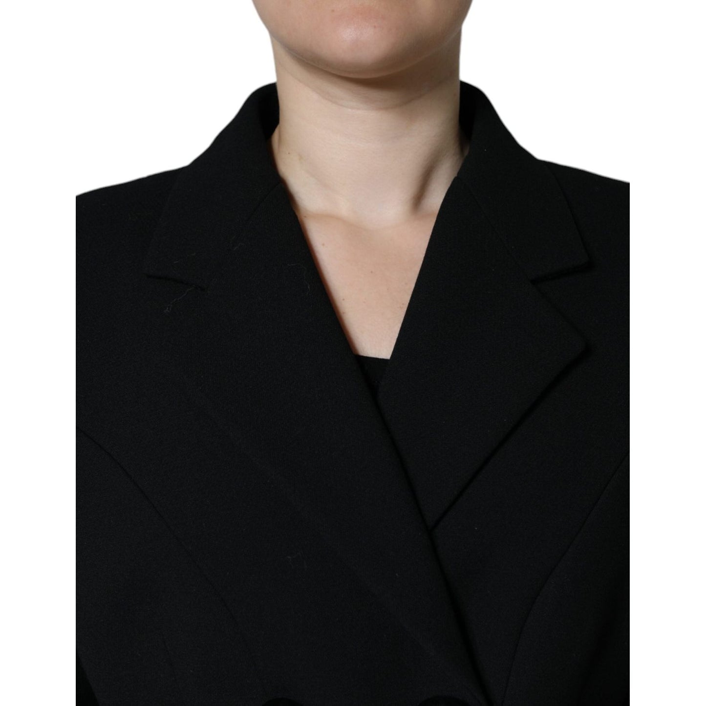 Dolce & Gabbana Black Double Breasted Trench Coat Jacket Dolce & Gabbana Black