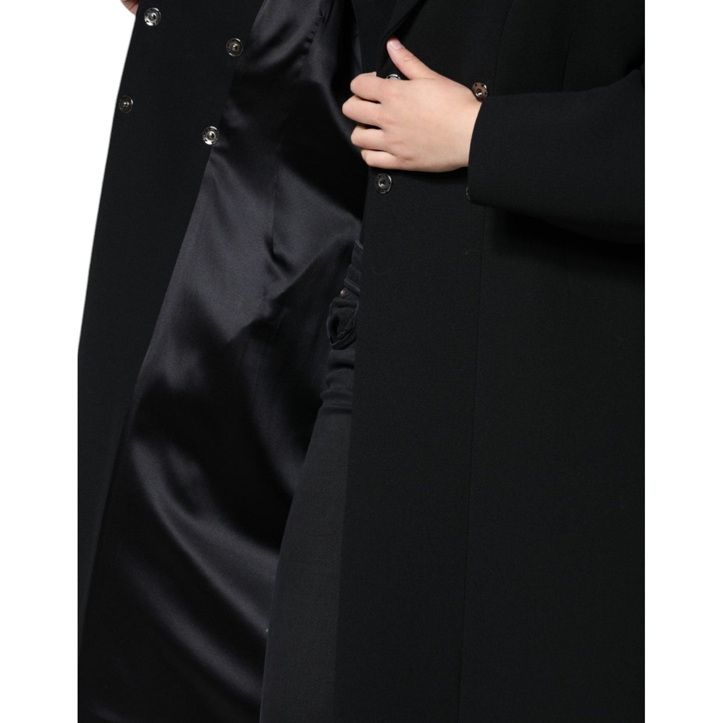 Dolce & Gabbana Black Double Breasted Trench Coat Jacket Dolce & Gabbana Black