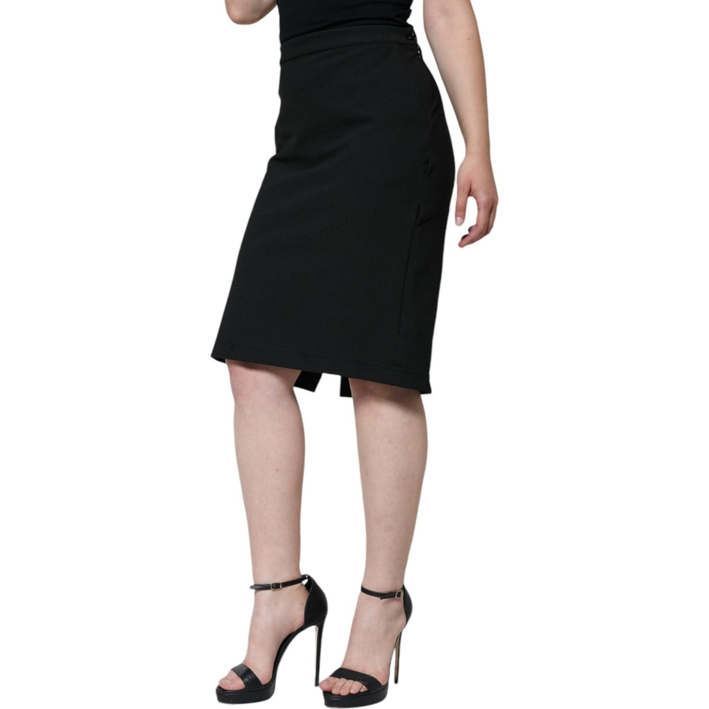 GF Ferre Black Straight Pencil Cut Knee Length Skirt GF Ferre Black