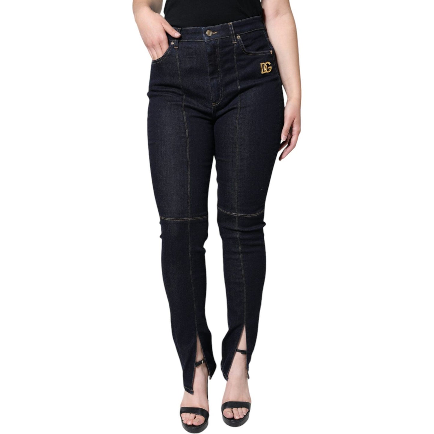 Dolce & Gabbana Black Cotton Blend Skinny Denim Jeans Dolce & Gabbana Black
