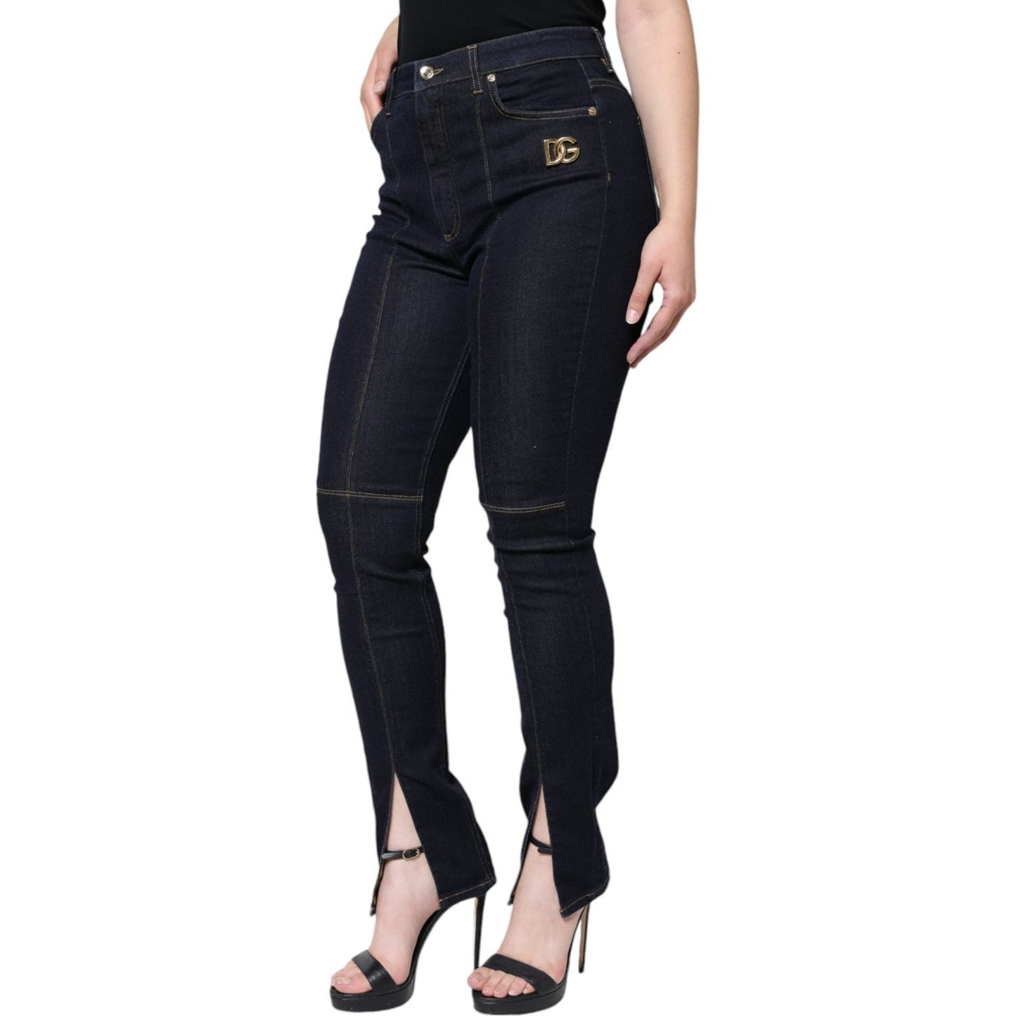 Dolce & Gabbana Black Cotton Blend Skinny Denim Jeans Dolce & Gabbana Black