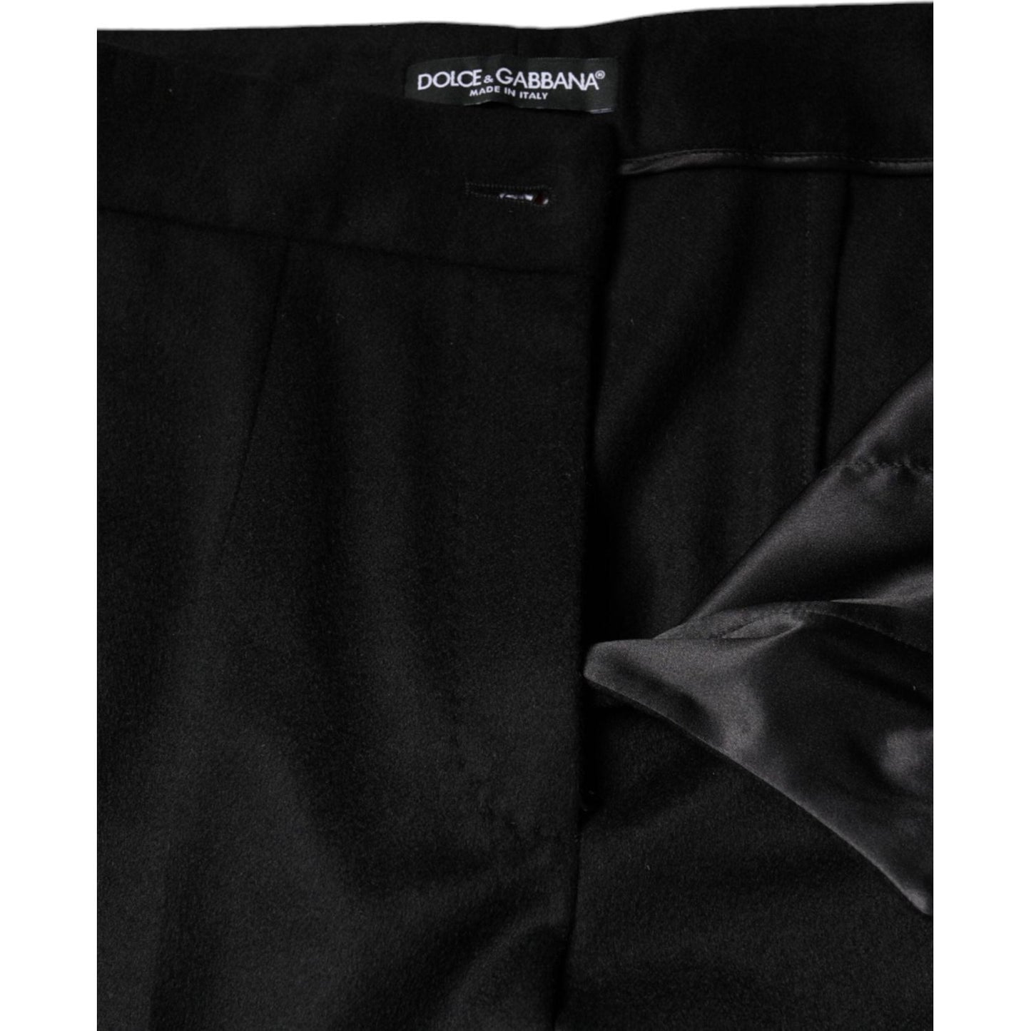 Dolce & Gabbana Black Cashmere Mid Waist Women Boot Cut Pants Dolce & Gabbana Black