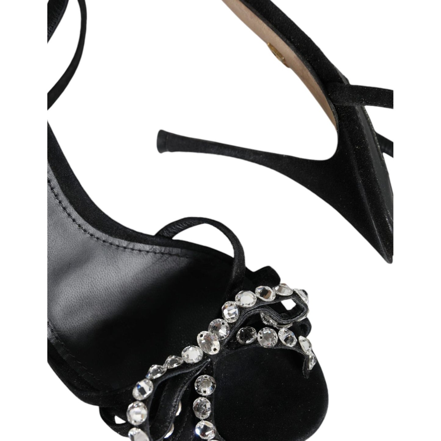 Dolce & Gabbana Black Suede Crystals KEIRA Sandals Shoes Dolce & Gabbana Black