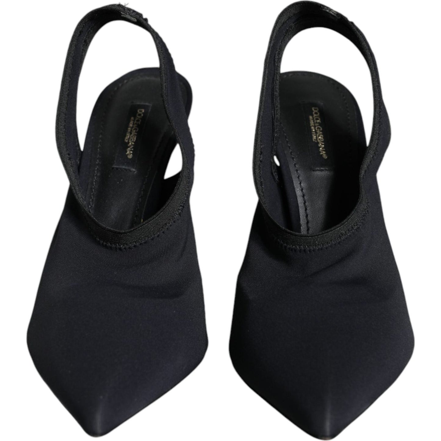 Dolce & Gabbana Black Jersey Stretch Heels Slingback Shoes Dolce & Gabbana Black