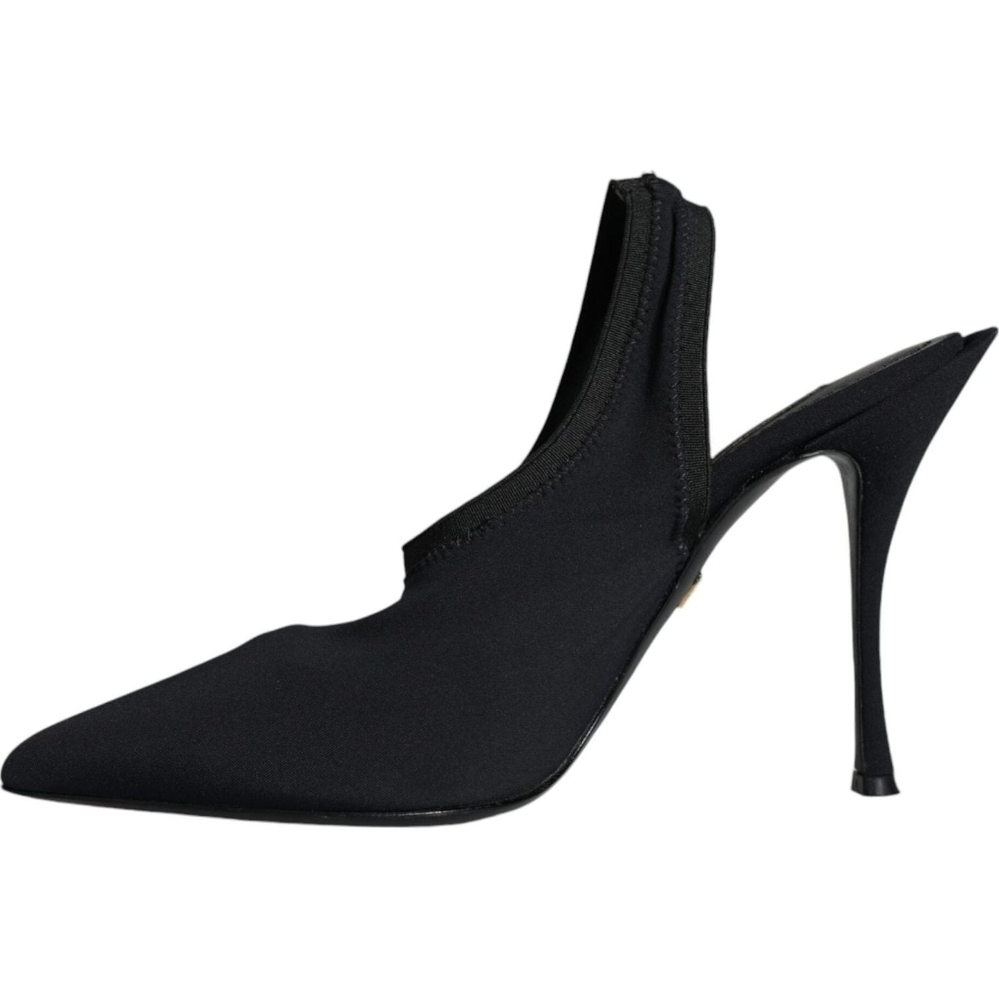 Dolce & Gabbana Black Jersey Stretch Heels Slingback Shoes Dolce & Gabbana Black