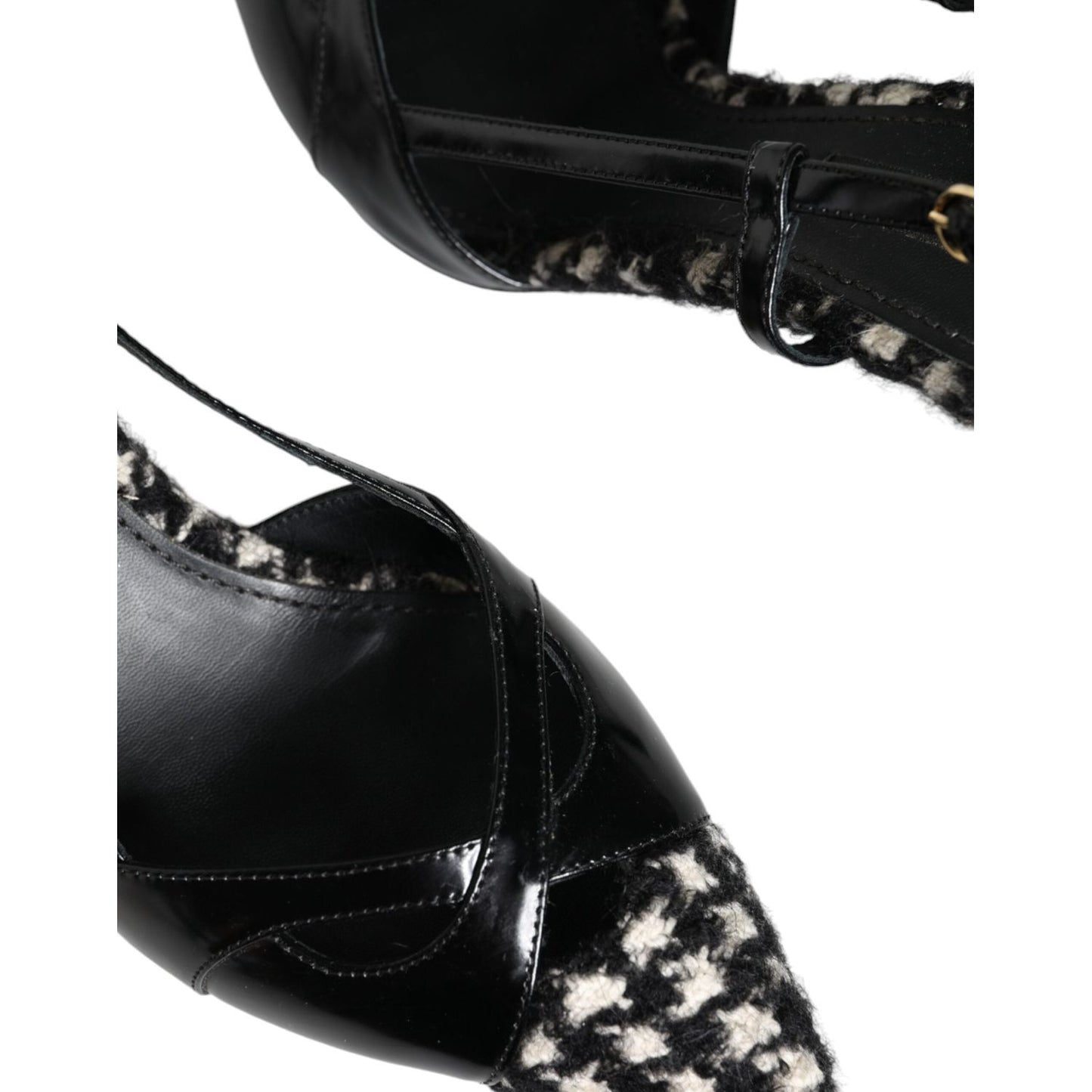 Dolce & Gabbana Black Leather Houndstooth Slingback Shoes Dolce & Gabbana Black