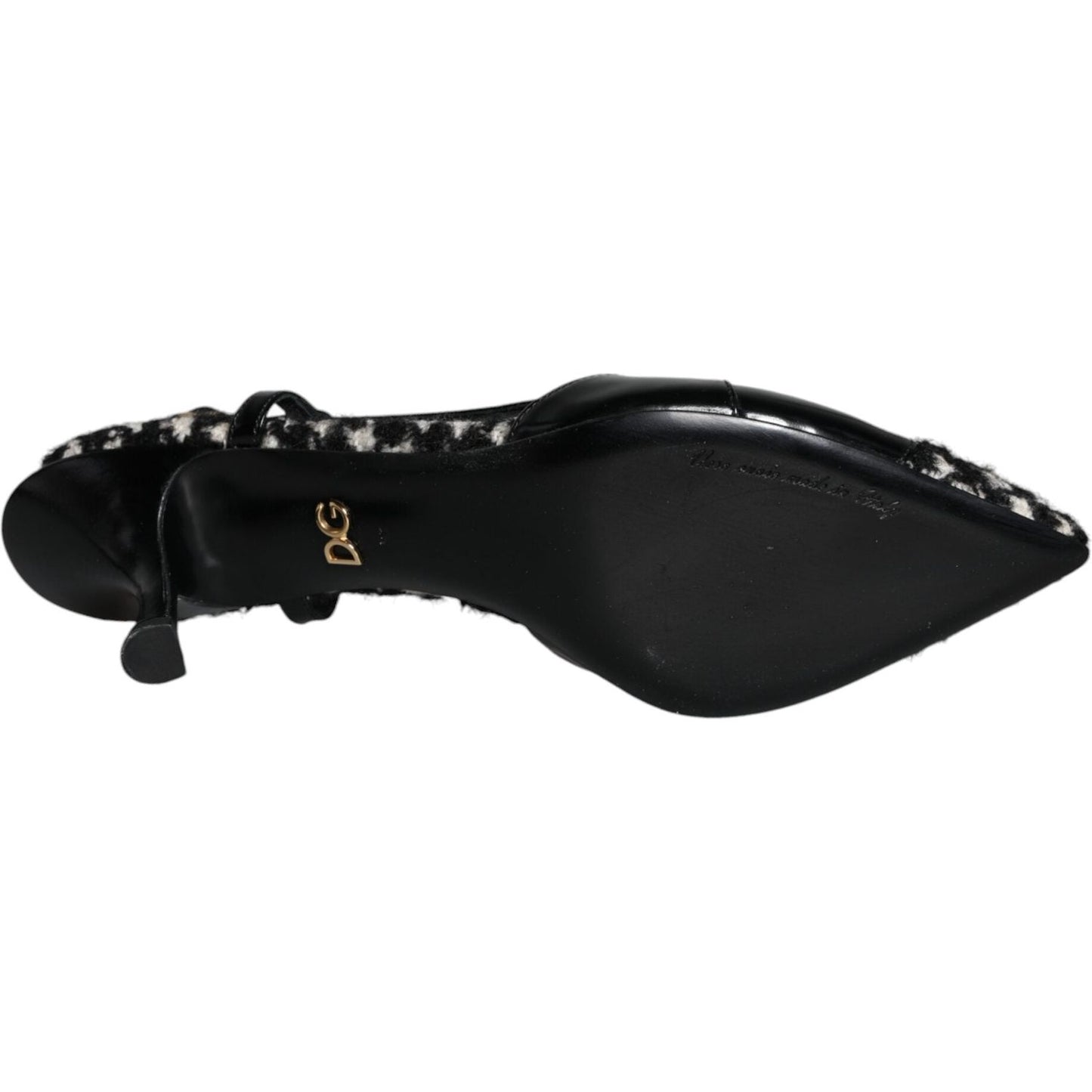 Dolce & Gabbana Black Leather Houndstooth Slingback Shoes Dolce & Gabbana Black