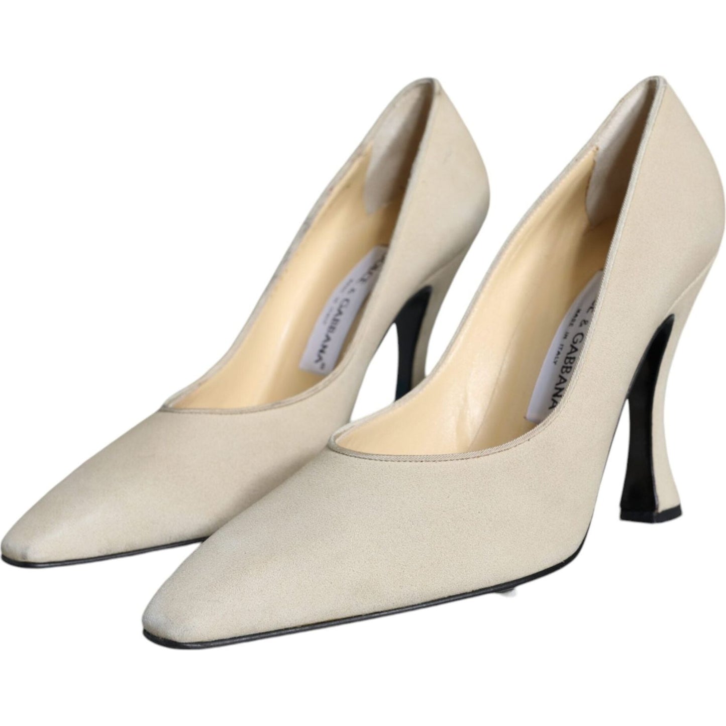 Dolce & Gabbana Beige Suede Leather High Heels Pumps Shoes Dolce & Gabbana Gray