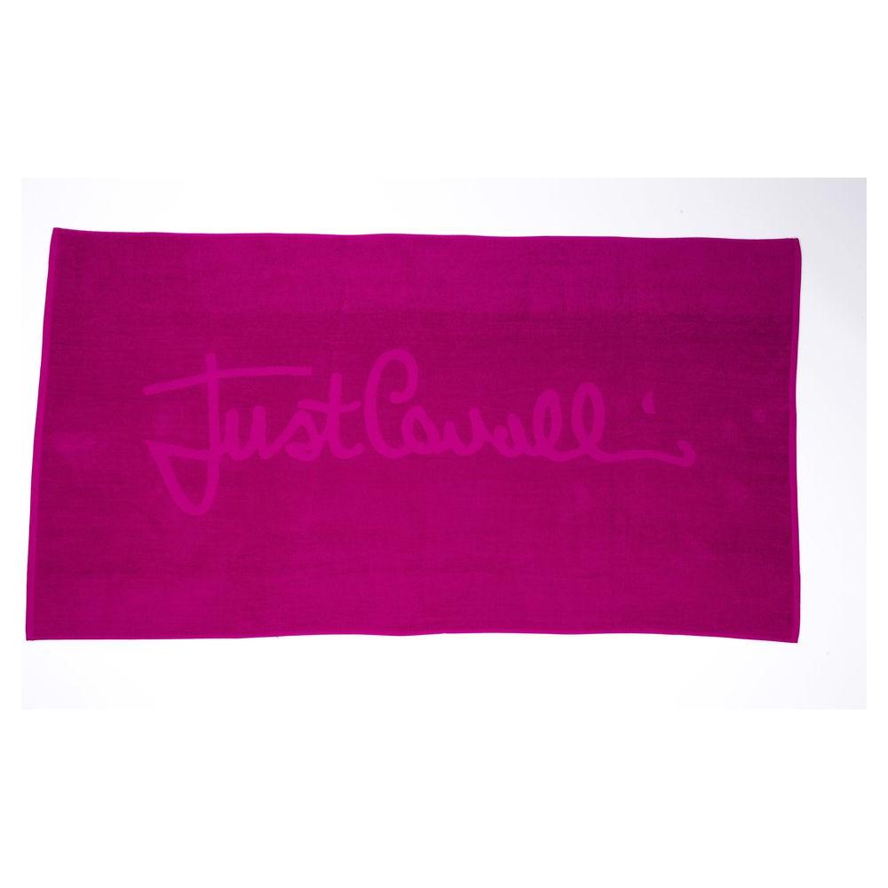 Just Cavalli Fuchsia Cotton Men Beach Towel Just Cavalli Dark Magenta