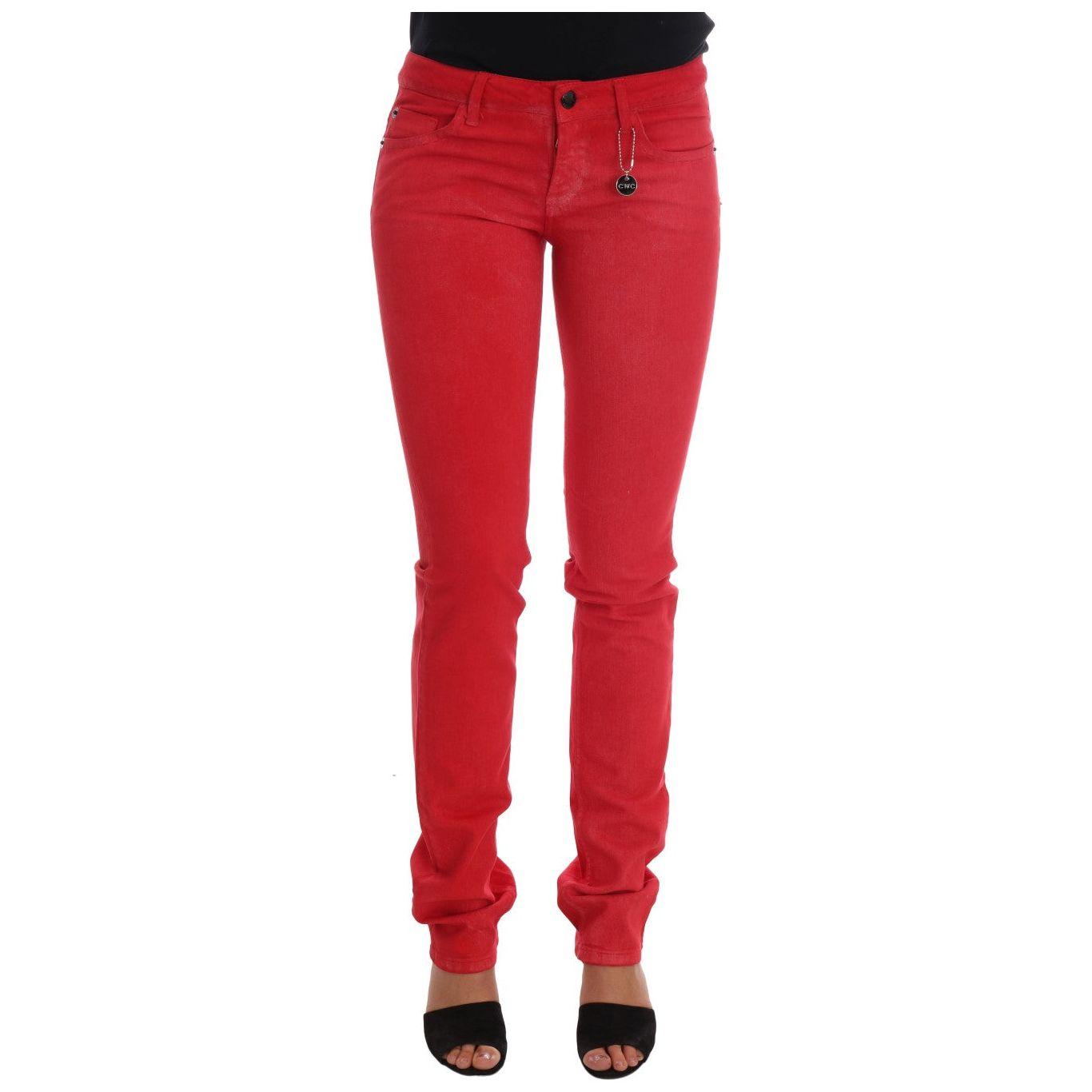 Costume National Red Cotton Stretch Slim Jeans SIG30121-4