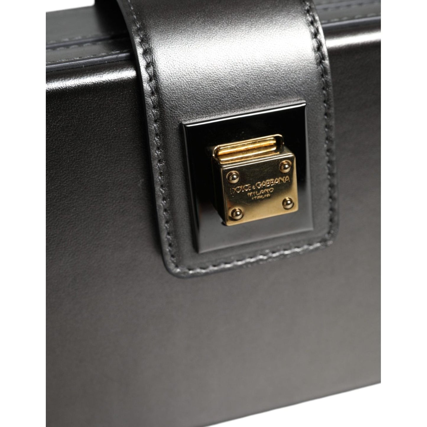 Dolce & Gabbana Metallic Gray DG BOX Leather Shoulder Chain Strap Bag Dolce & Gabbana Dark Slate Gray