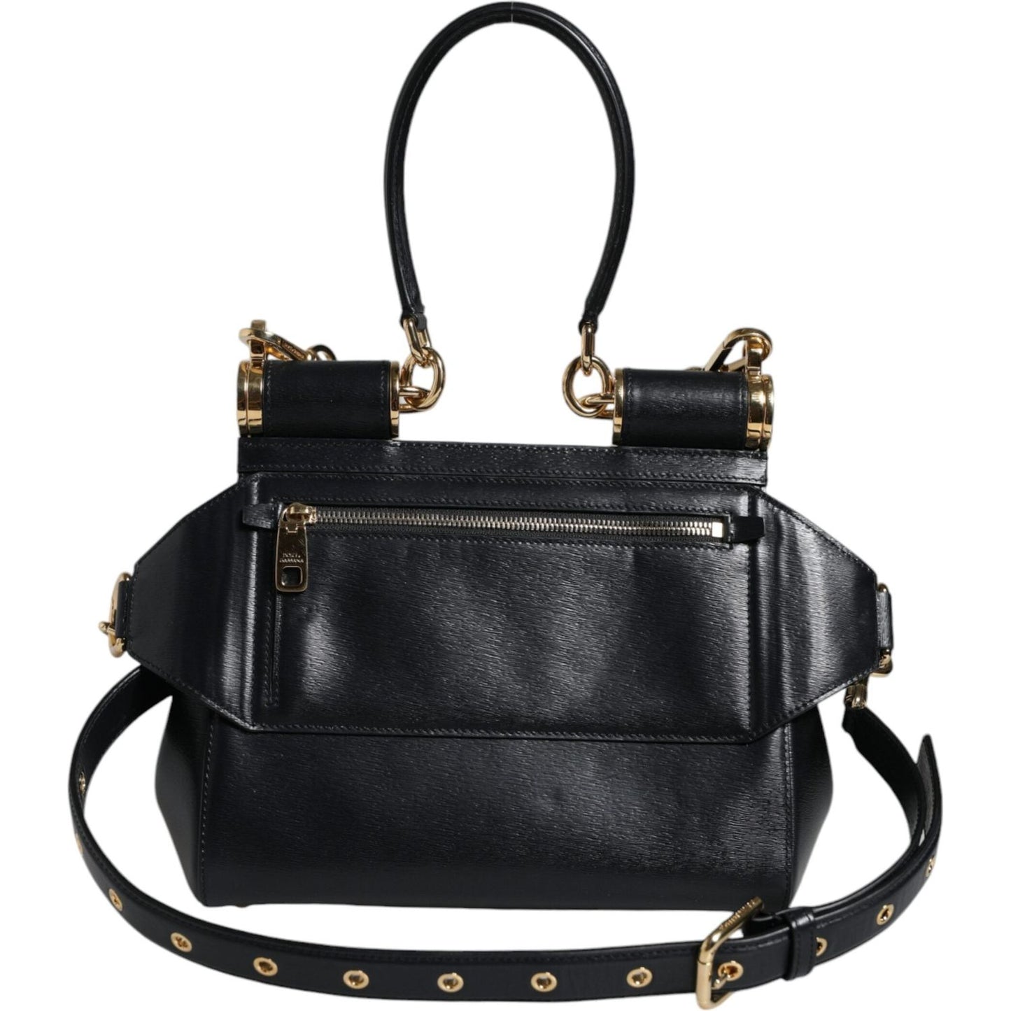 Dolce & Gabbana Black Calfskin Leather SICILY Chain Strap Crossbody Bag Dolce & Gabbana Dark Slate Gray