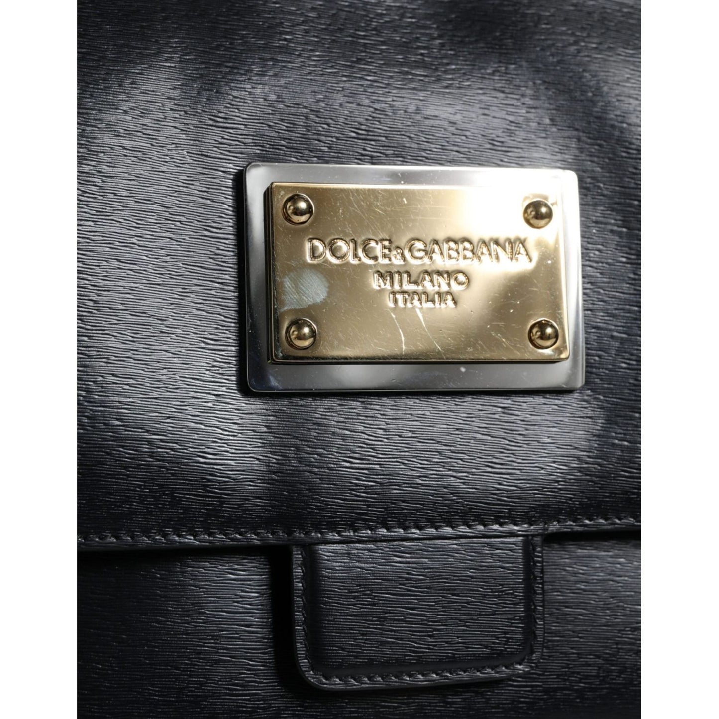 Dolce & Gabbana Black Calfskin Leather SICILY Chain Strap Crossbody Bag Dolce & Gabbana Dark Slate Gray