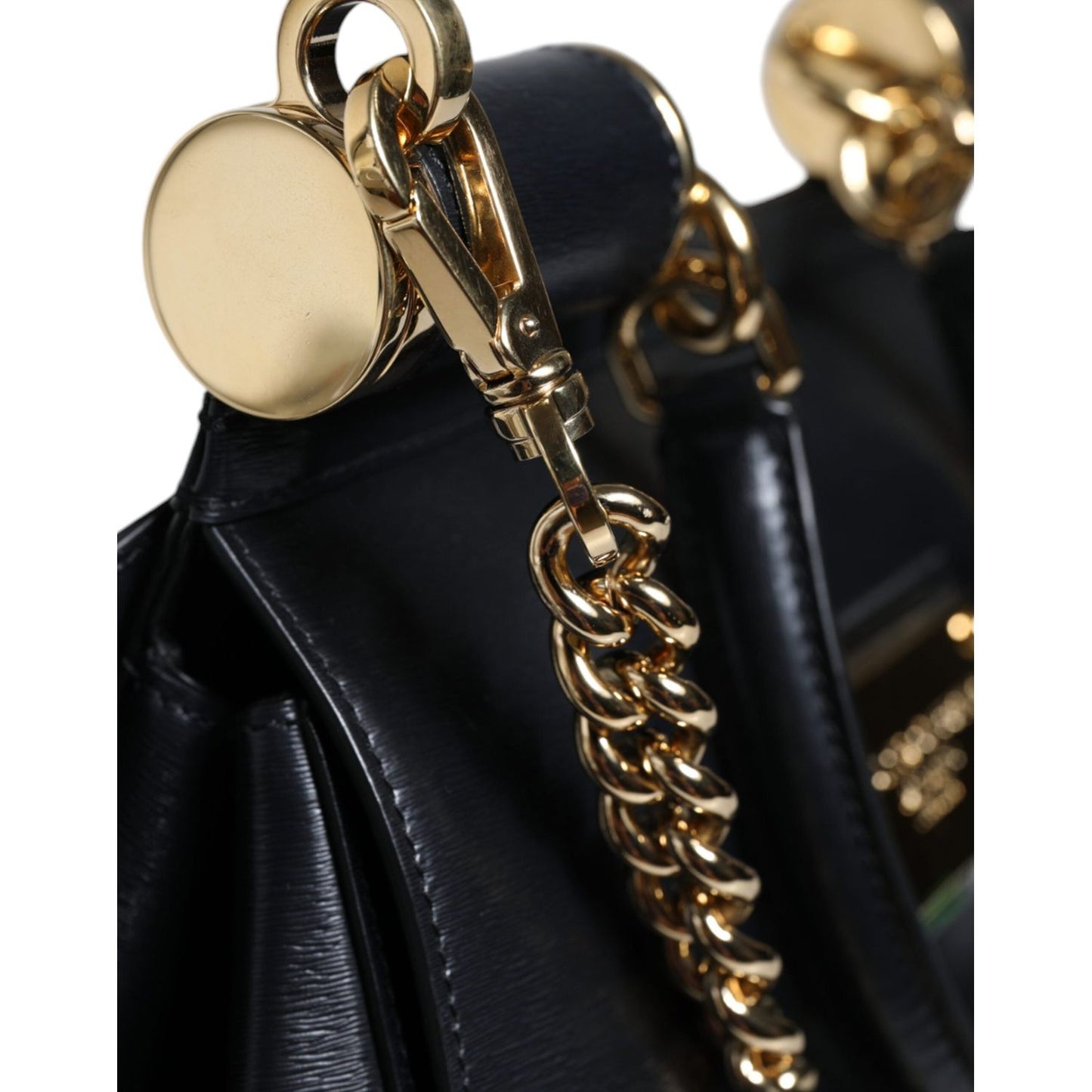 Dolce & Gabbana Black Calfskin Leather SICILY Chain Strap Crossbody Bag Dolce & Gabbana Black