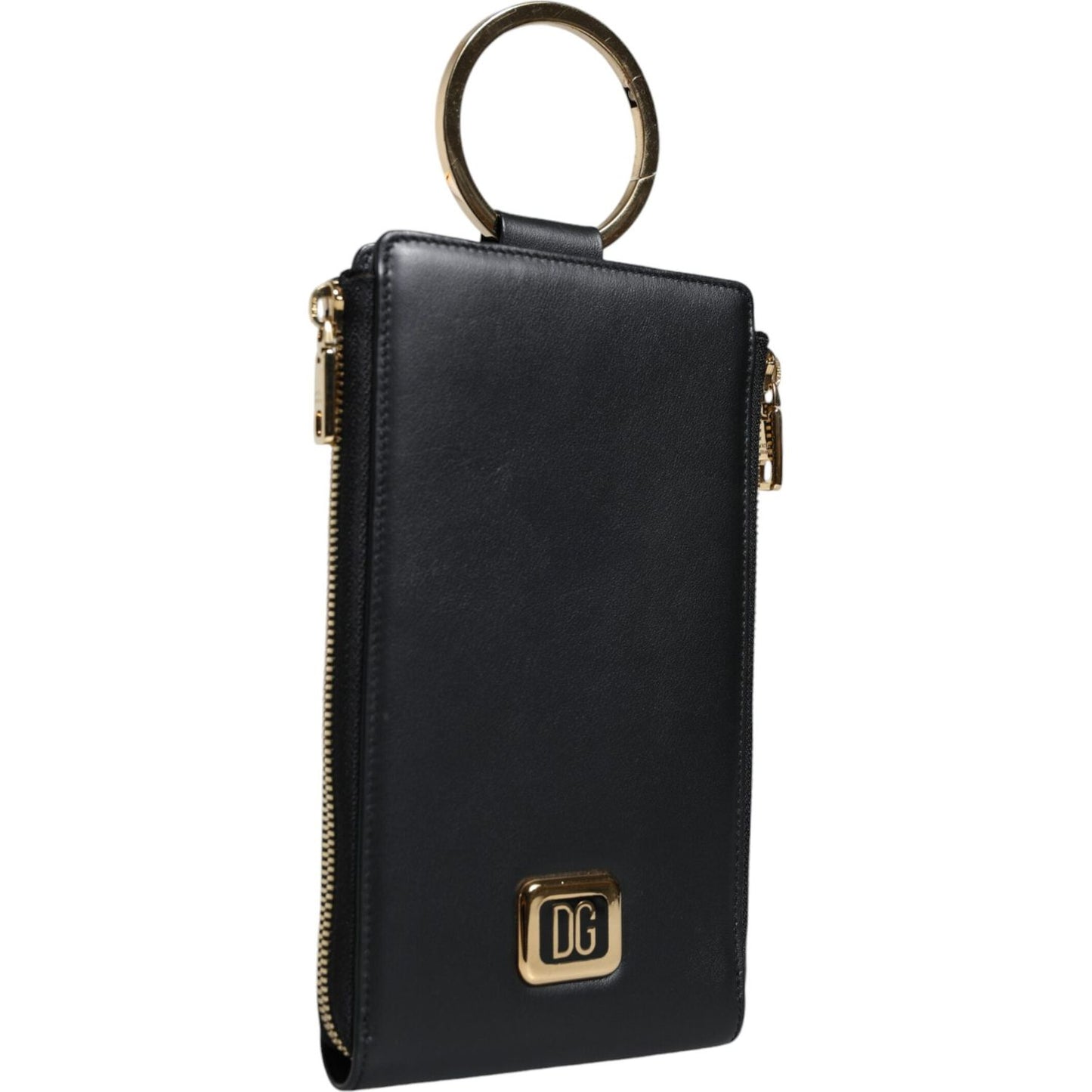 Dolce & Gabbana Black Leather Logo Plaque Neck Strap Card Coin Wallet Dolce & Gabbana Dark Slate Gray