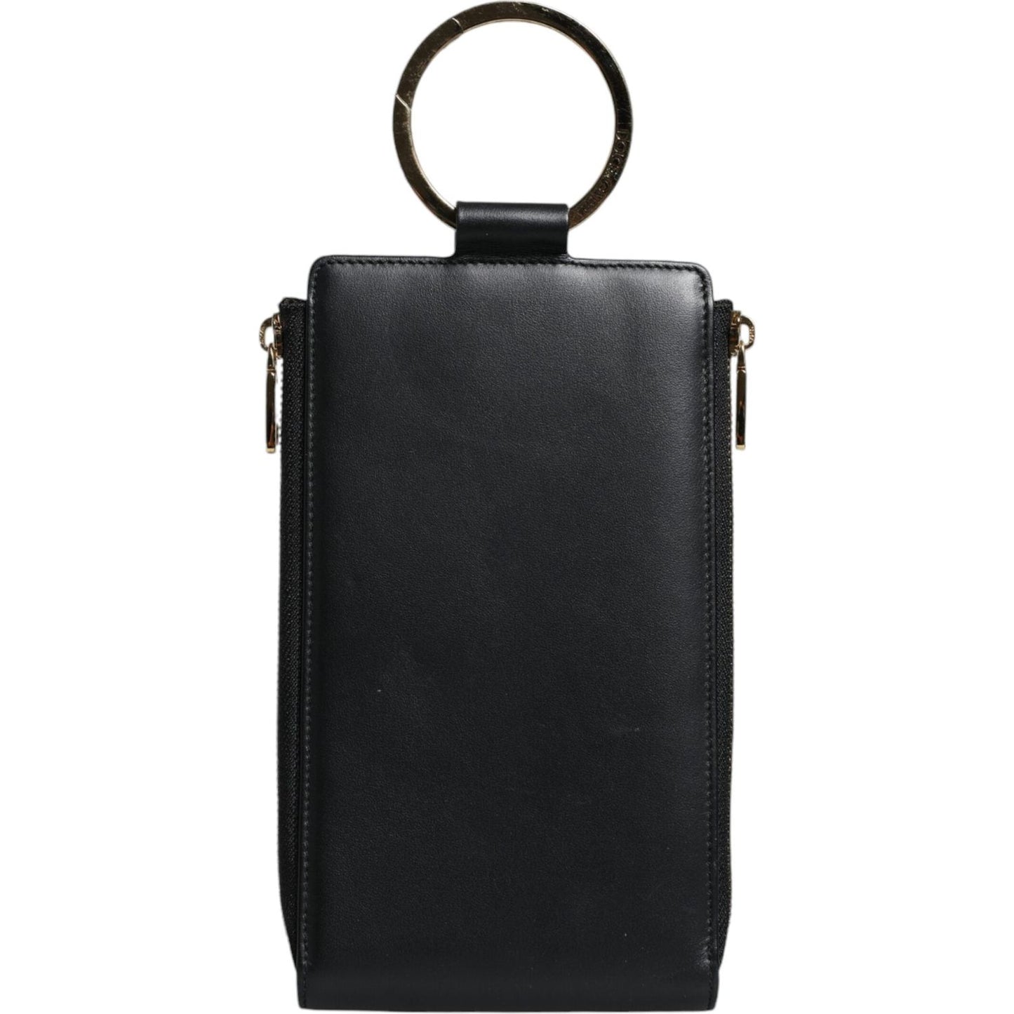 Dolce & Gabbana Black Leather Logo Plaque Neck Strap Card Coin Wallet Dolce & Gabbana Dark Slate Gray