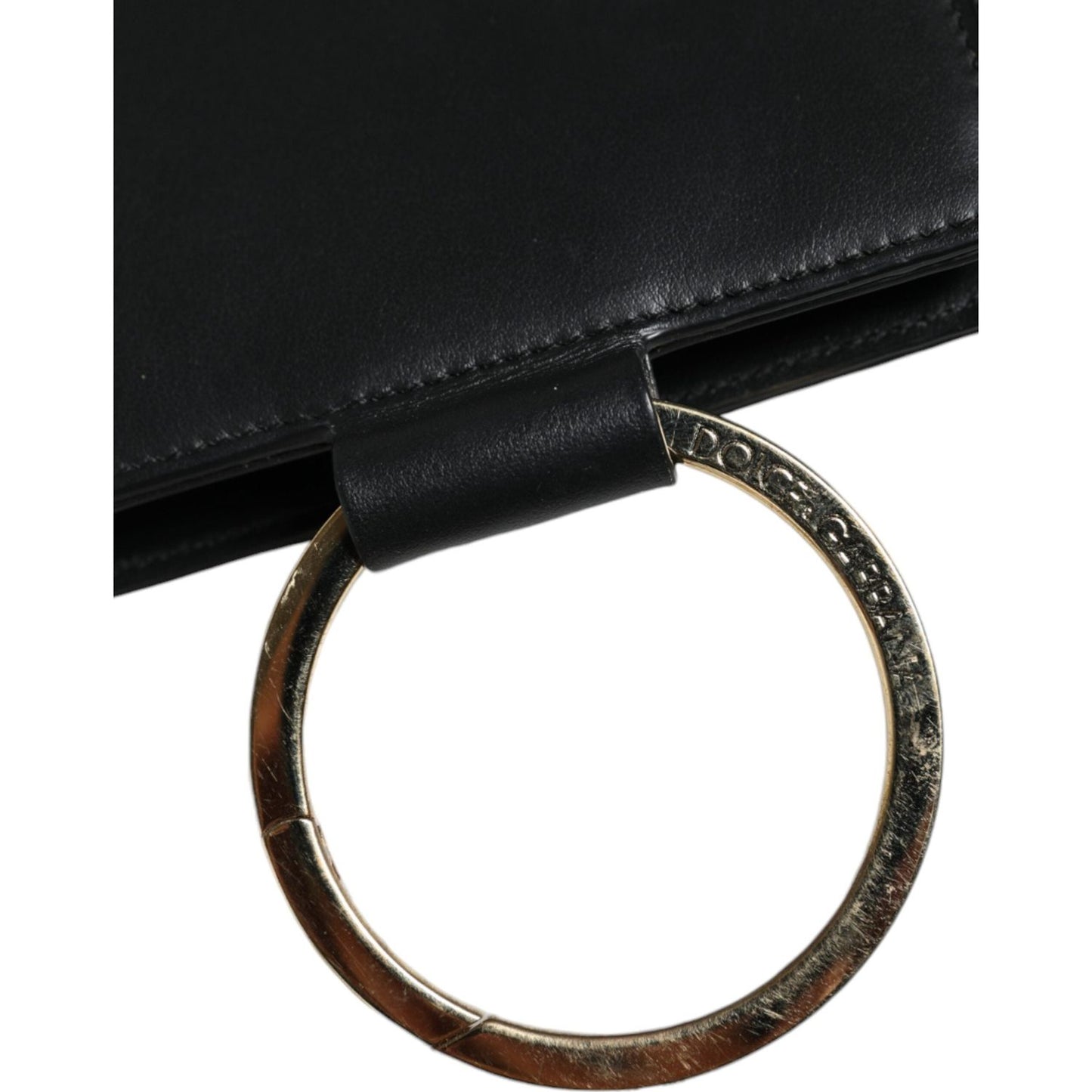 Dolce & Gabbana Black Leather Logo Plaque Neck Strap Card Coin Wallet Dolce & Gabbana Black