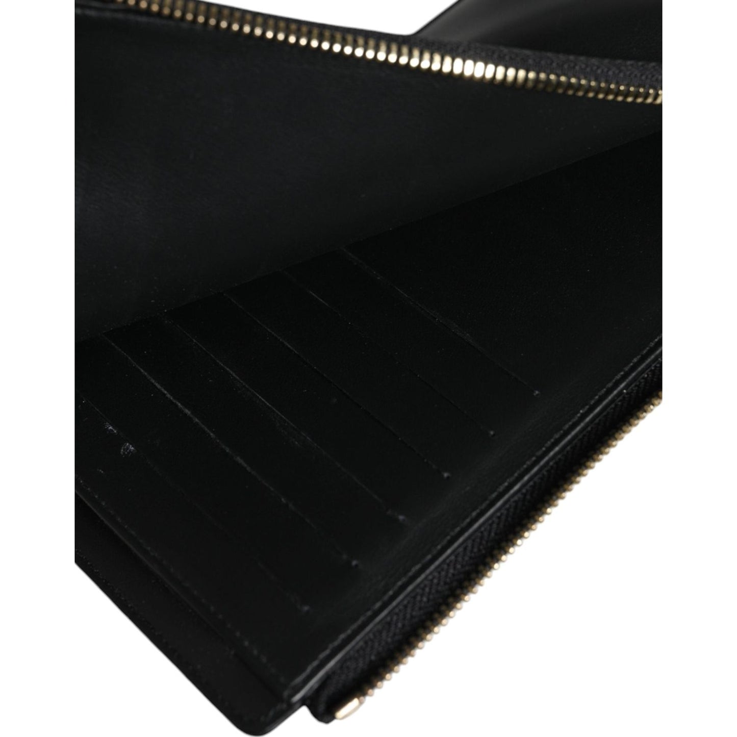 Dolce & Gabbana Black Leather Logo Plaque Neck Strap Card Coin Wallet Dolce & Gabbana Black