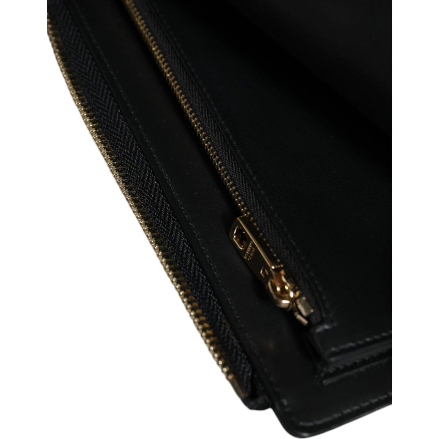 Dolce & Gabbana Black Leather Logo Plaque Neck Strap Card Coin Wallet Dolce & Gabbana Black