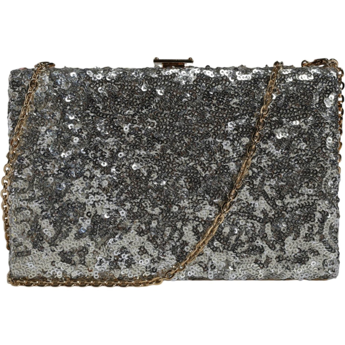Dolce & Gabbana Silver Sequined Clutch Evening Crossbody Bag Dolce & Gabbana Dark Slate Gray