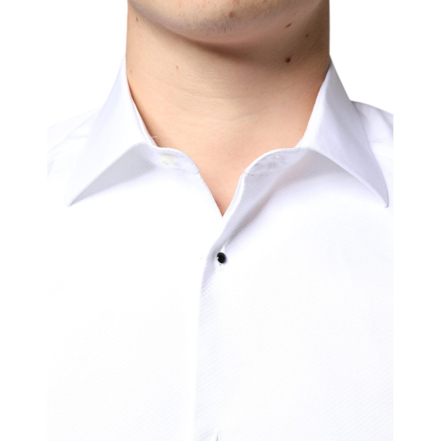 Dolce & Gabbana White Bib Cotton Poplin Formal Dress Shirt Dolce & Gabbana Misty Rose